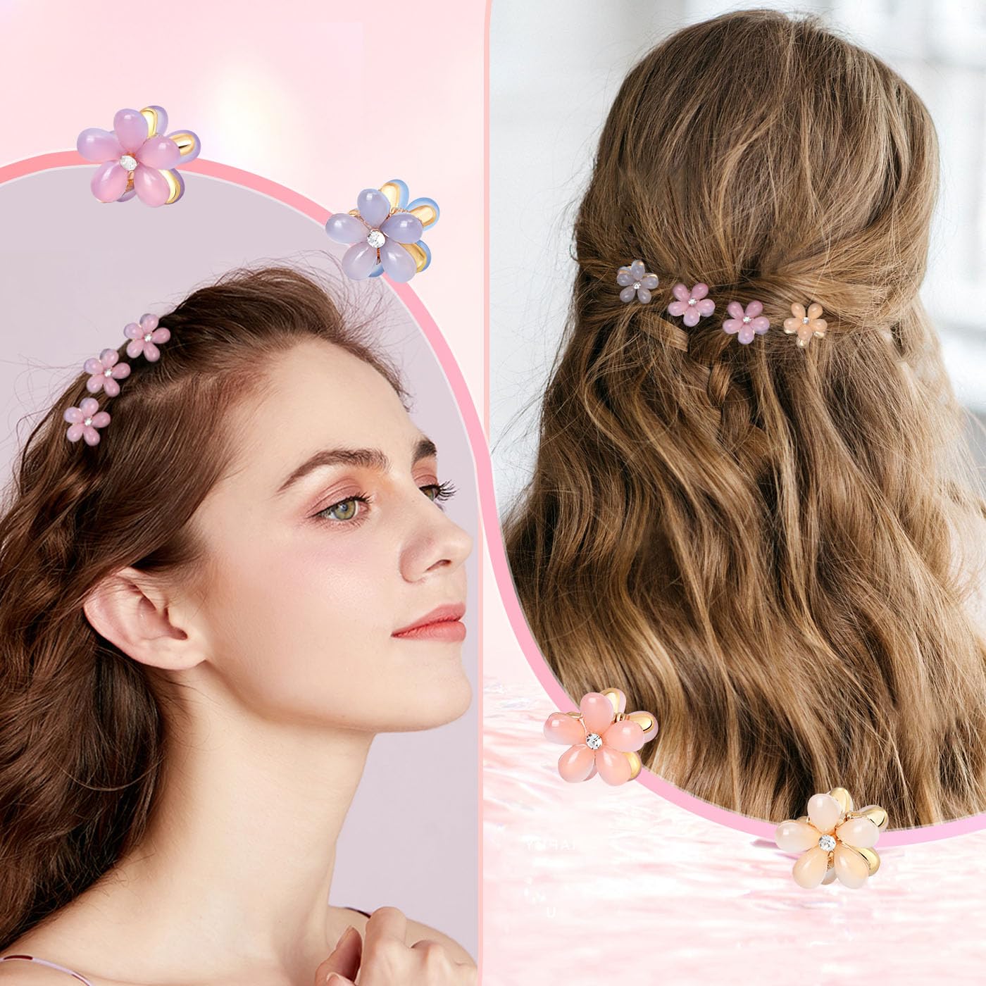 Cwjcytnsn 16Pcs Small Hair Claw Clips For Women Girls, Mini Crystal Flower Hair Clips, 0.8'' Cute Metal Hair Pins, Nonslip Flowe