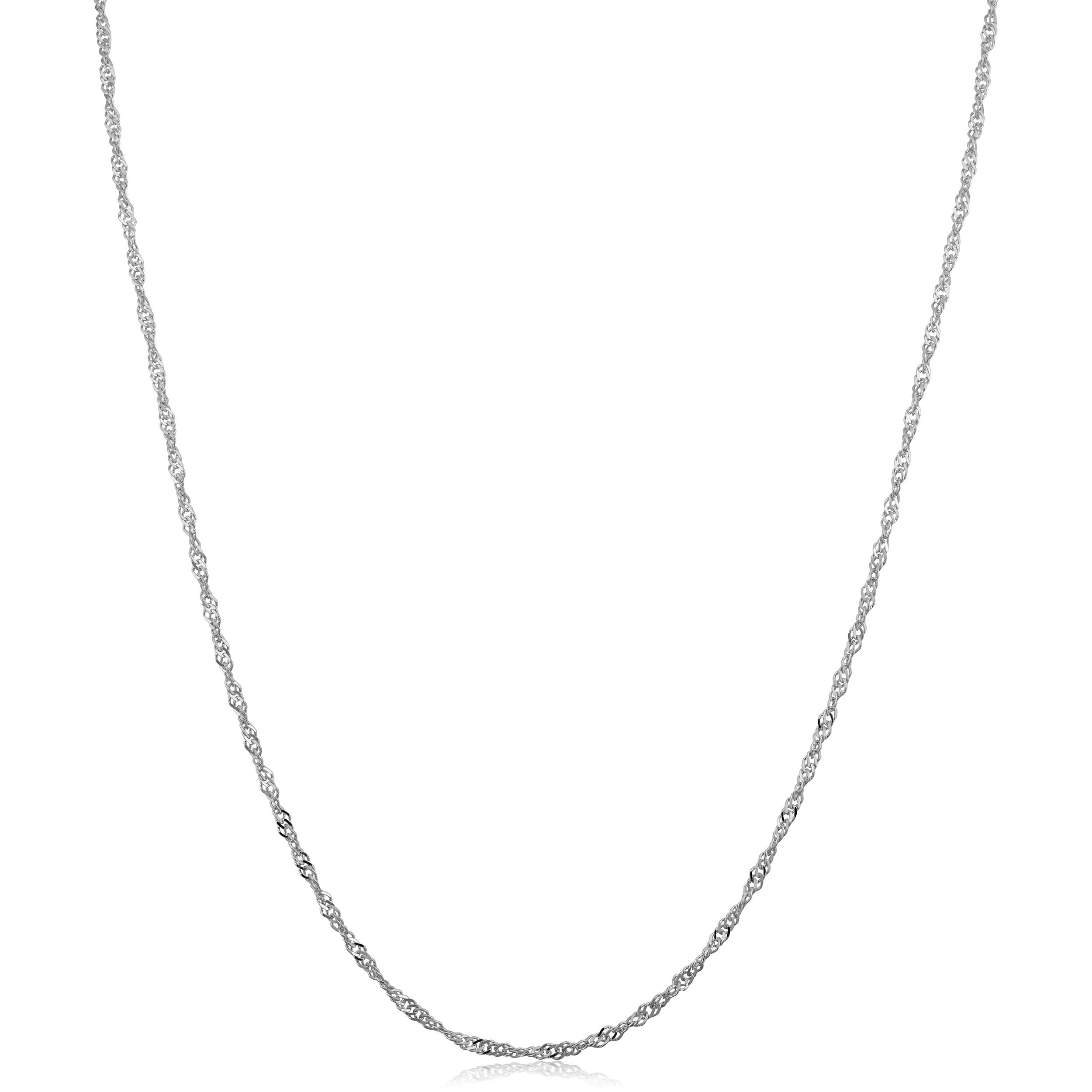 Kooljewelry 10k White Gold 1.4mm Singapore Chain Necklace (30 inch)