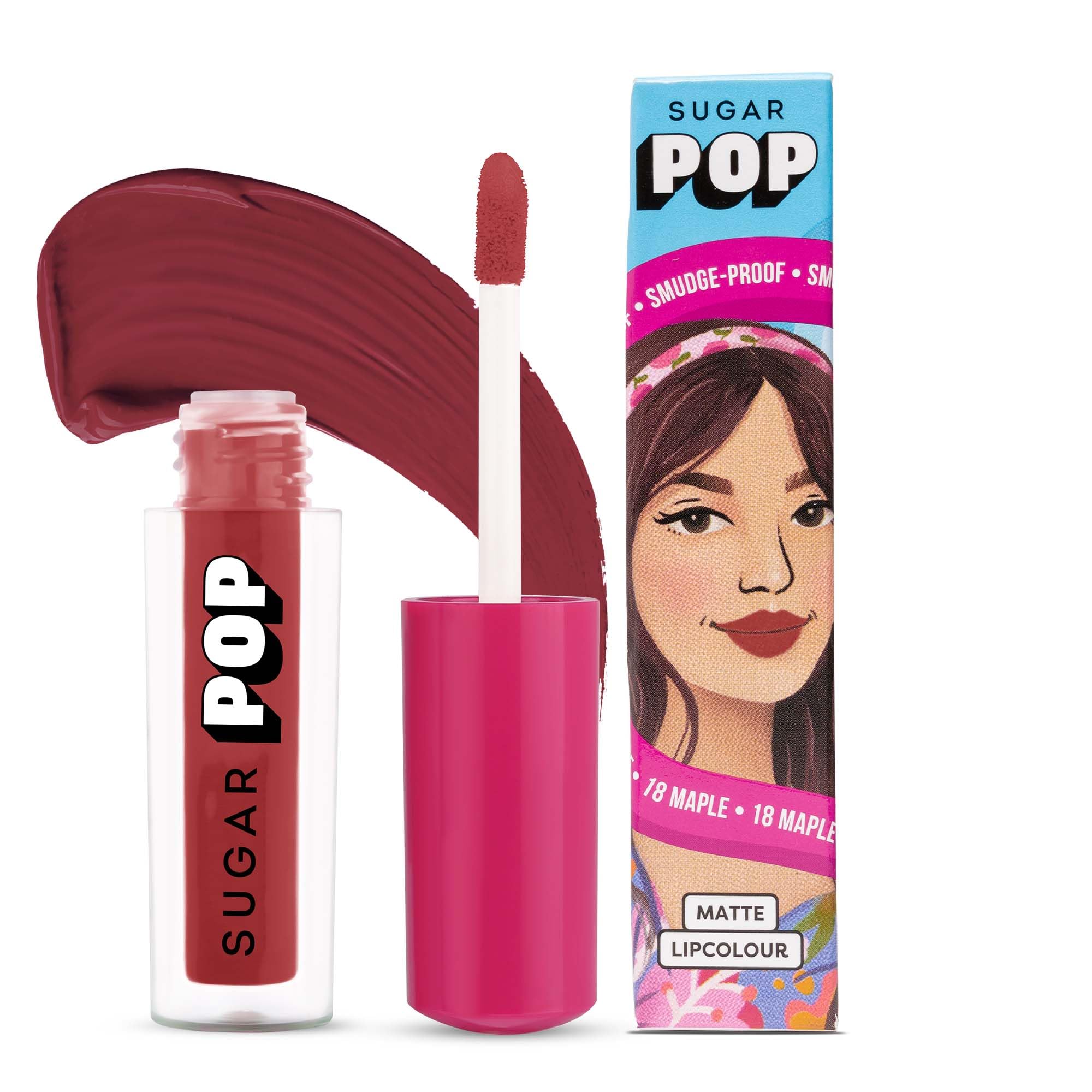 Sugar Pop Matte Lipcolour | Vitamin E | SuperPigmented | SmudgeProof | 1.6 Ml  18 Maple