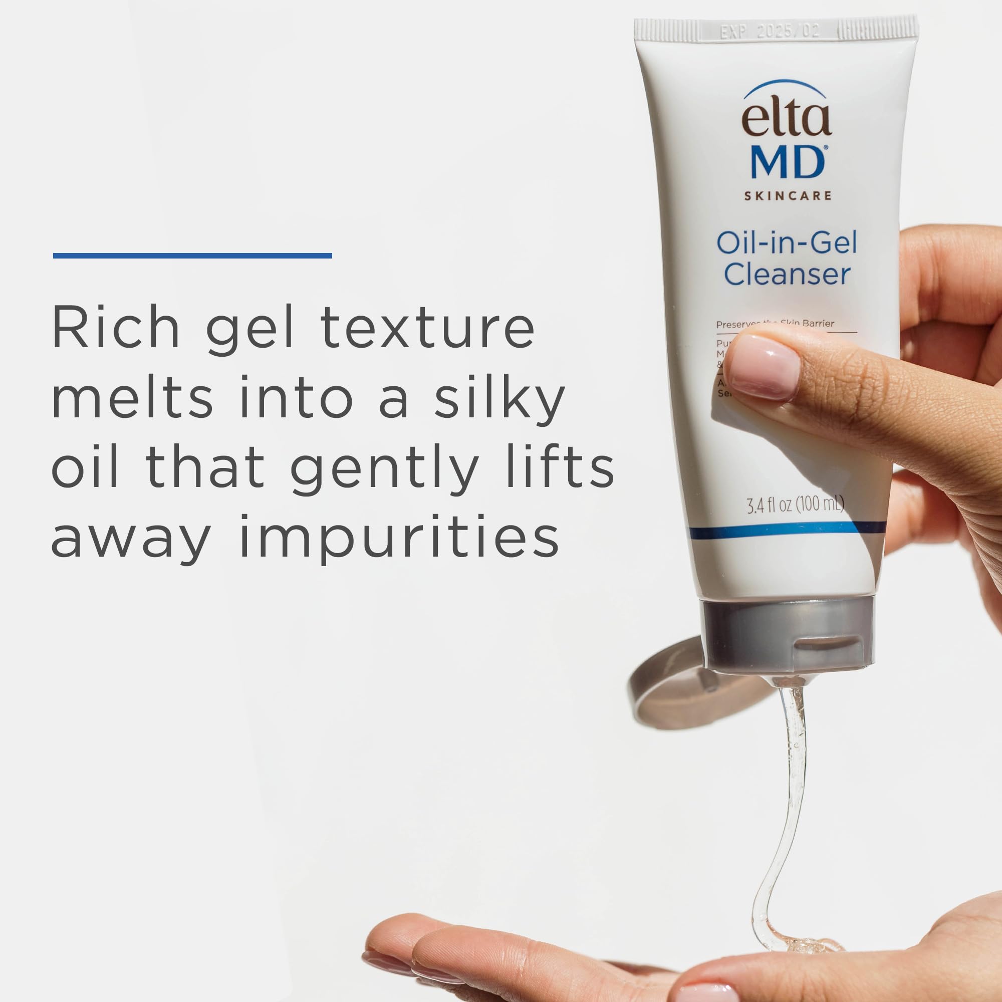 Eltamd Oil-In-Gel Facial Cleanser, Daily Gentle Face Cleanser, Removes Long-Wear Makeup, Sunscreen, And Sweat, 3.4 Oz Tube