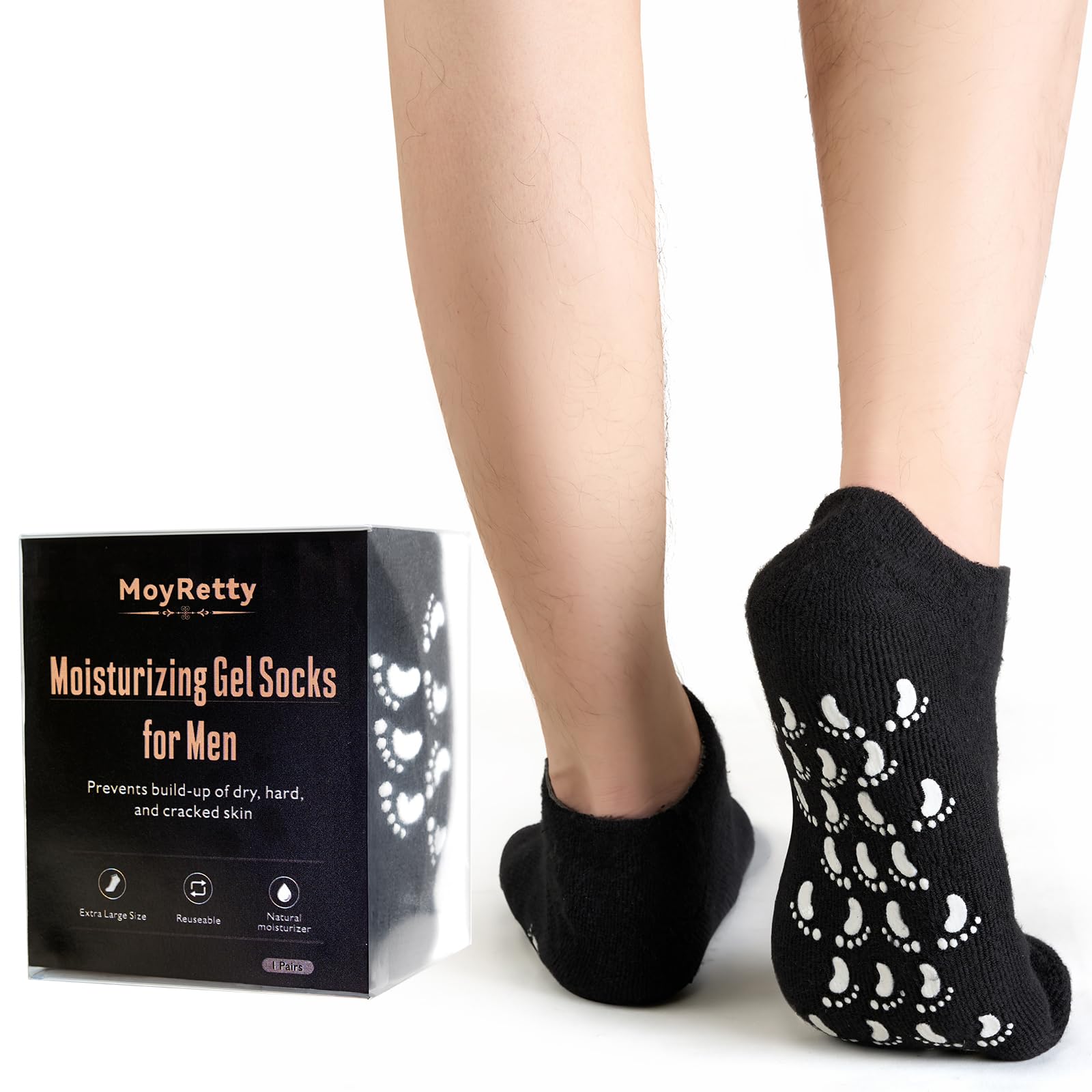 MoyRetty Moisturizing Silicone Socks for Men - Large Size, Ultimate Aloe-Infused Gel for Home Use - Say Goodbye to Dry Cracked F