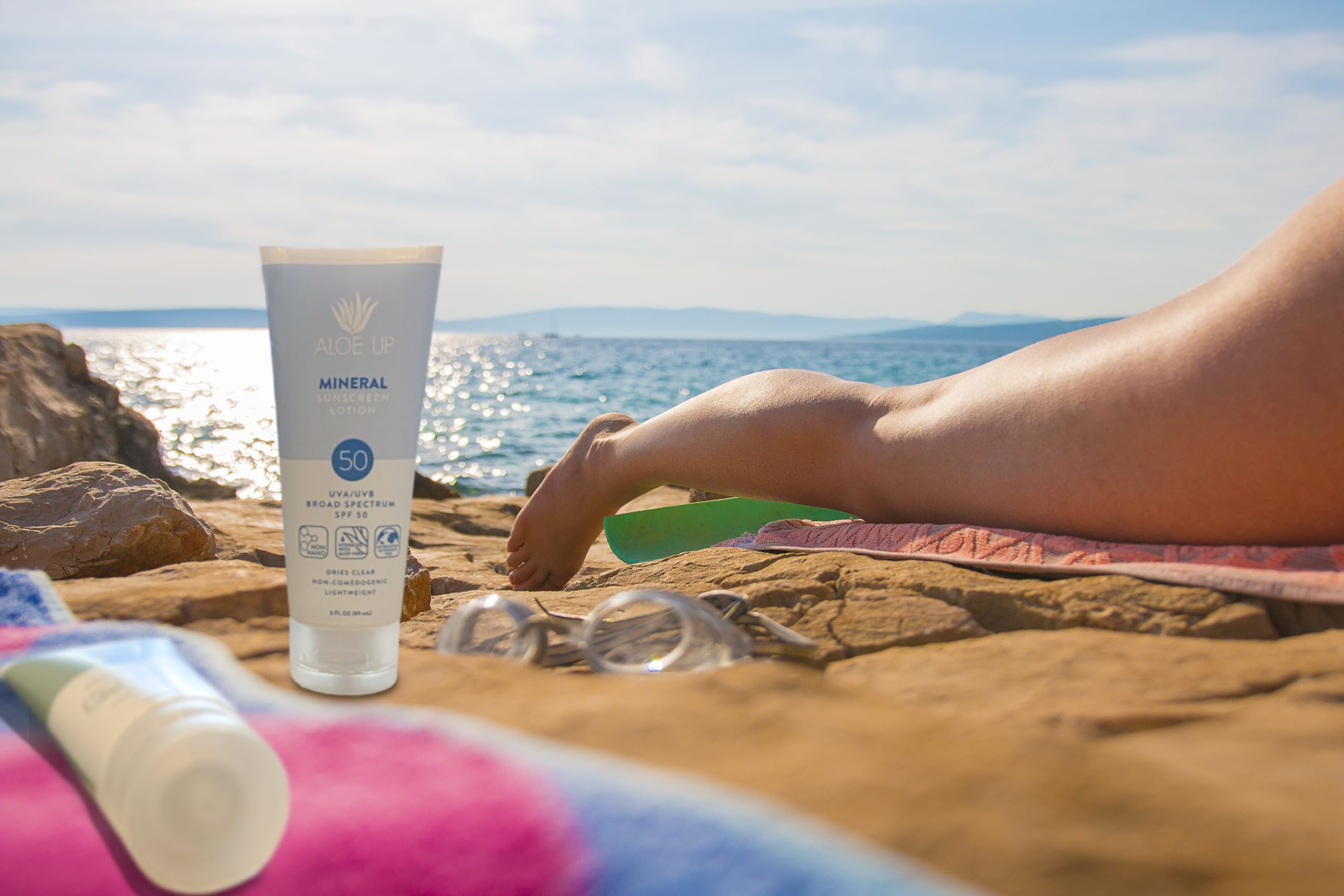 Aloe Up Mineral Sunscreen Lotion Spf 50 - Broad Spectrum Uva/Uvb Sunscreen Protector For Face And Body - With Gen2 Zinc Oxide &