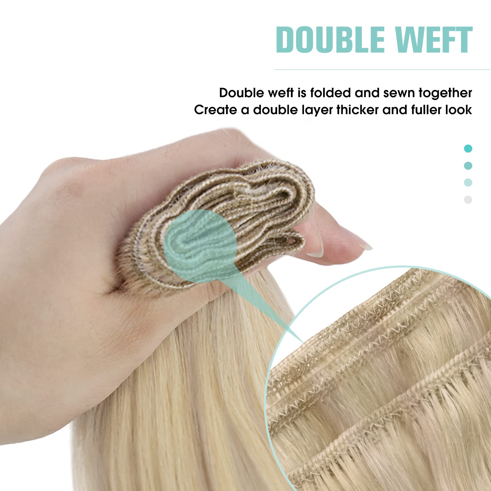 Youngsee 130G Weft Hair Extensions Blonde Highlight Sew In Extensions Warm Ash Blonde Highlights Bleach Blonde Sew In Weft Human
