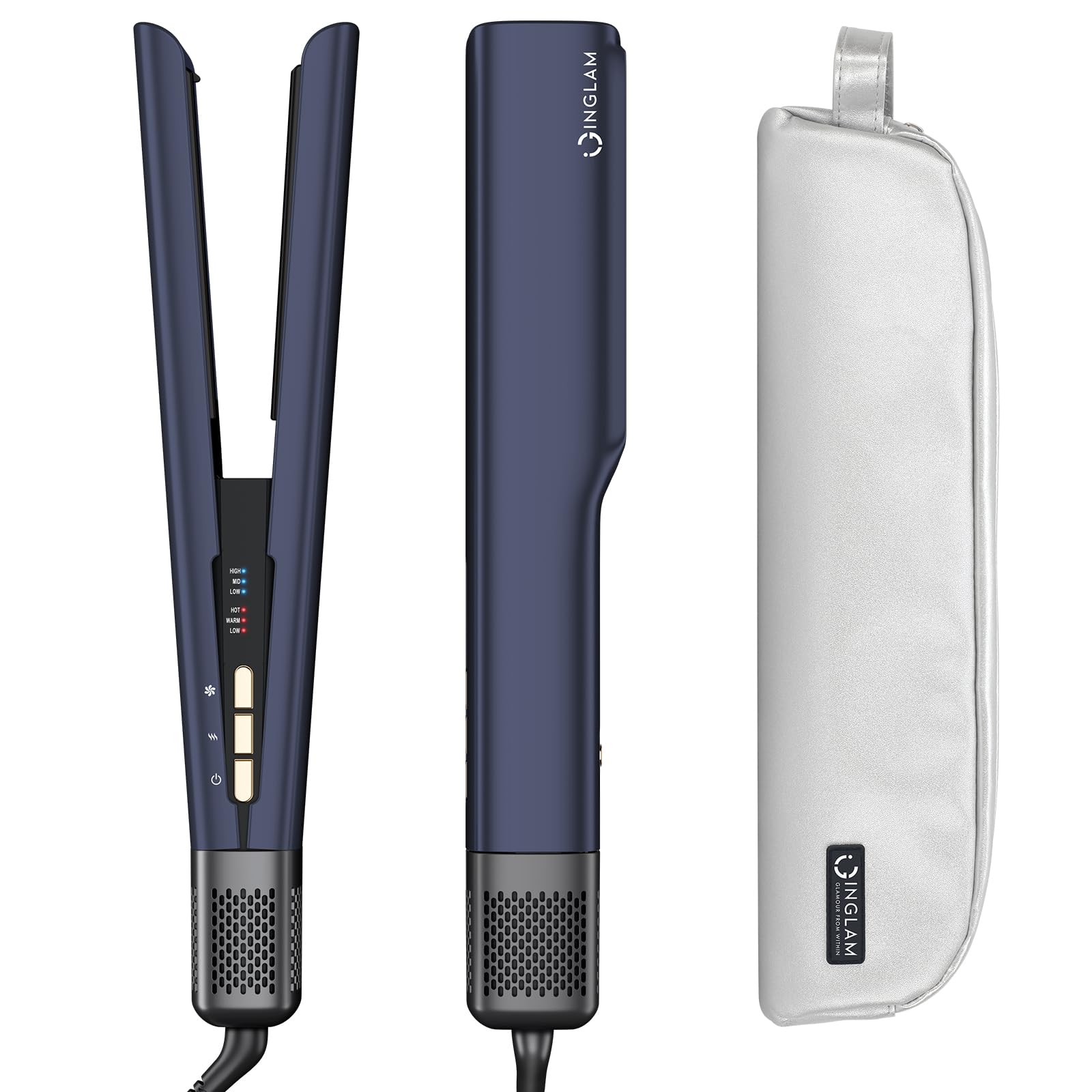 IG INGLAM Air Straightener, Style from Wet Hair, 2.2'' Hair Dryer Straightener, 200M Negative Ionic, One-Step Air Straight for M