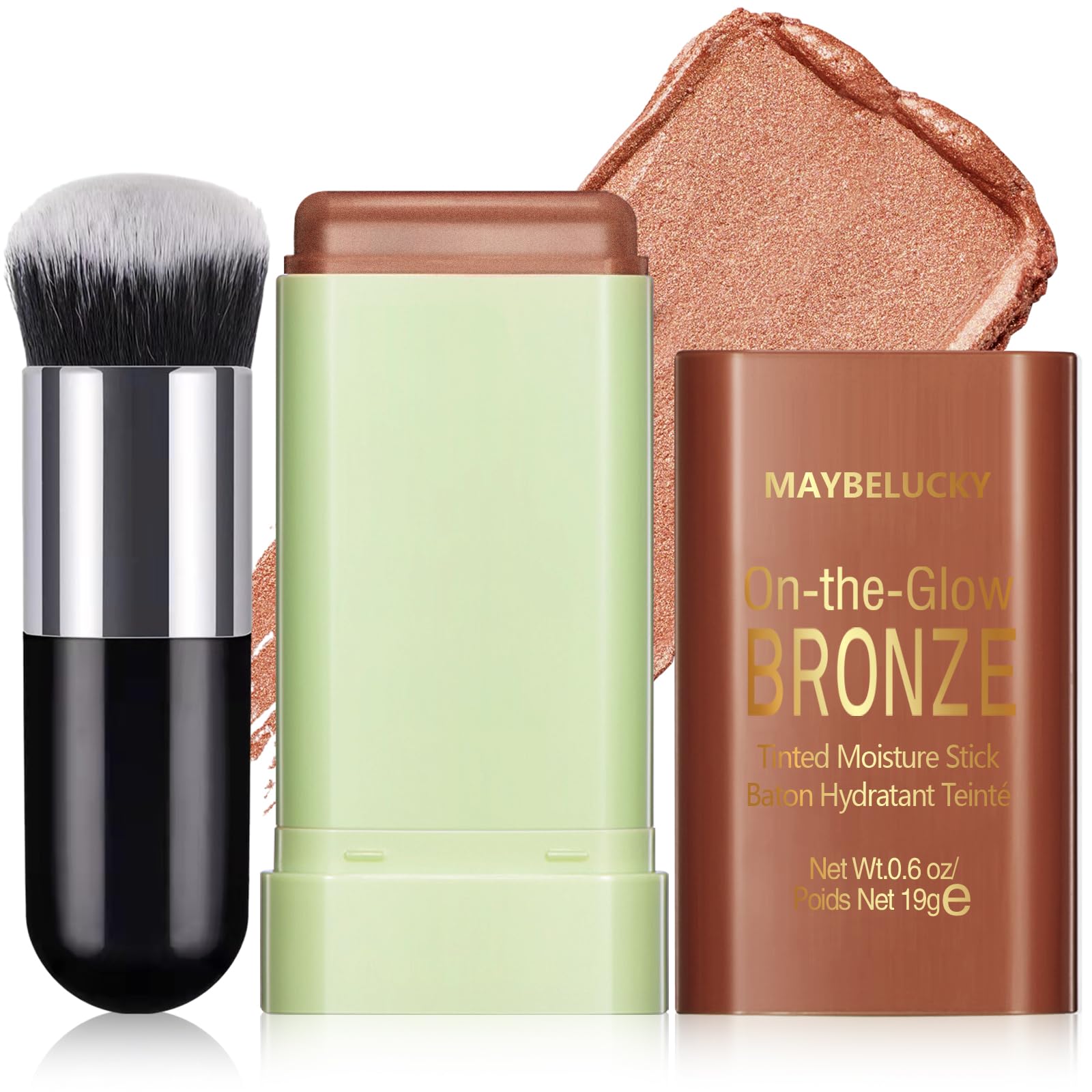 Hosaily Cream Contour Stick For Cheeks Tint, Multi-Use Makeup Highlighter Blush Bronzer Stick, Natural Glow Solid Moisturizer St