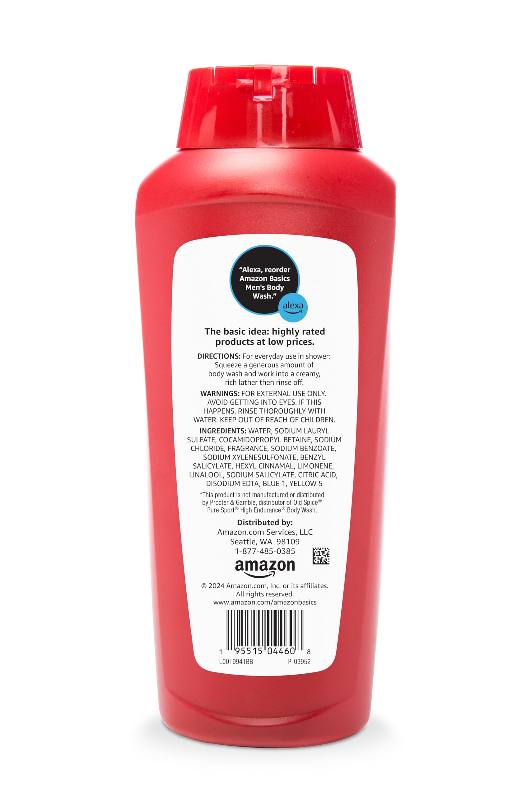 Amazon Basics Men's Body Wash, Sport Scent, 18 Fluid Ounces, 6-Pack (Previously Solimo)