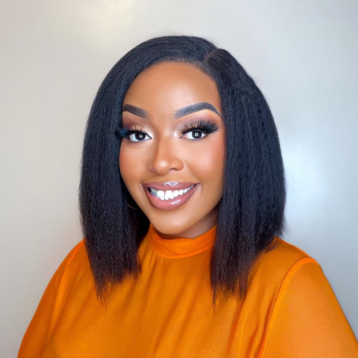 BLY 6x4 HD Lace Glueless Bob Wig Classic Yaki Human Hair Kinky Straight Hair Ready to Wear and Go Short Bob Lace Pre Cut Pre Plu
