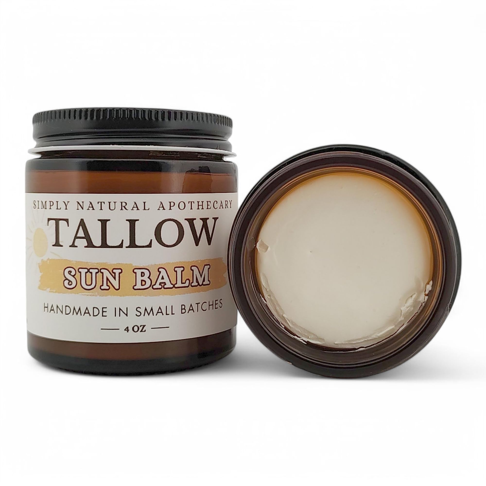 Natural GrassFed Tallow Sun Balm with NonNano Zinc Oxide, ChemicalFree Skin Protection