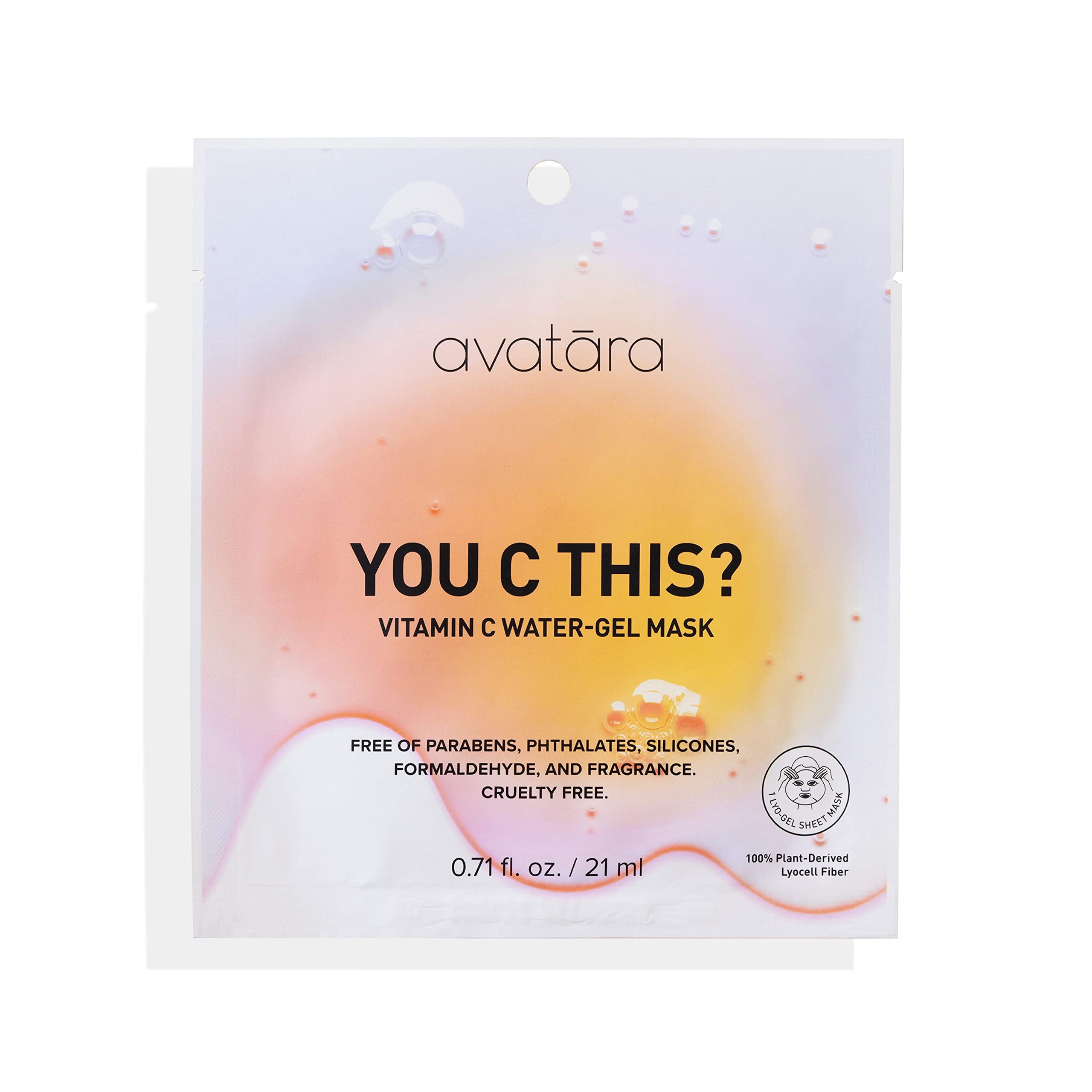 Avatara - You C This? Vitamin C Water-Gel Mask, Hydrating Mask, Sheet Masks With Niacinamide And Hyaluronic Acid, Facial Mask Ma