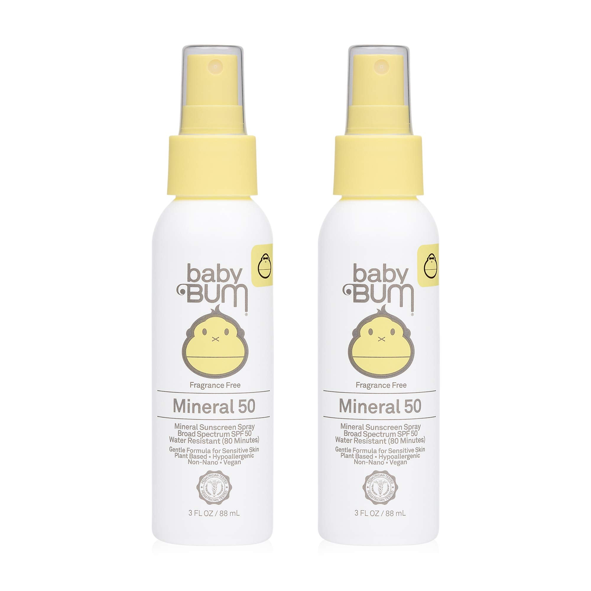 Sun Bum Baby Bum SPF 50 Sunscreen Spray | Mineral Uva/Uvb Face & Body Protection for Sensitive Skin | Fragrance Free | Travel Si