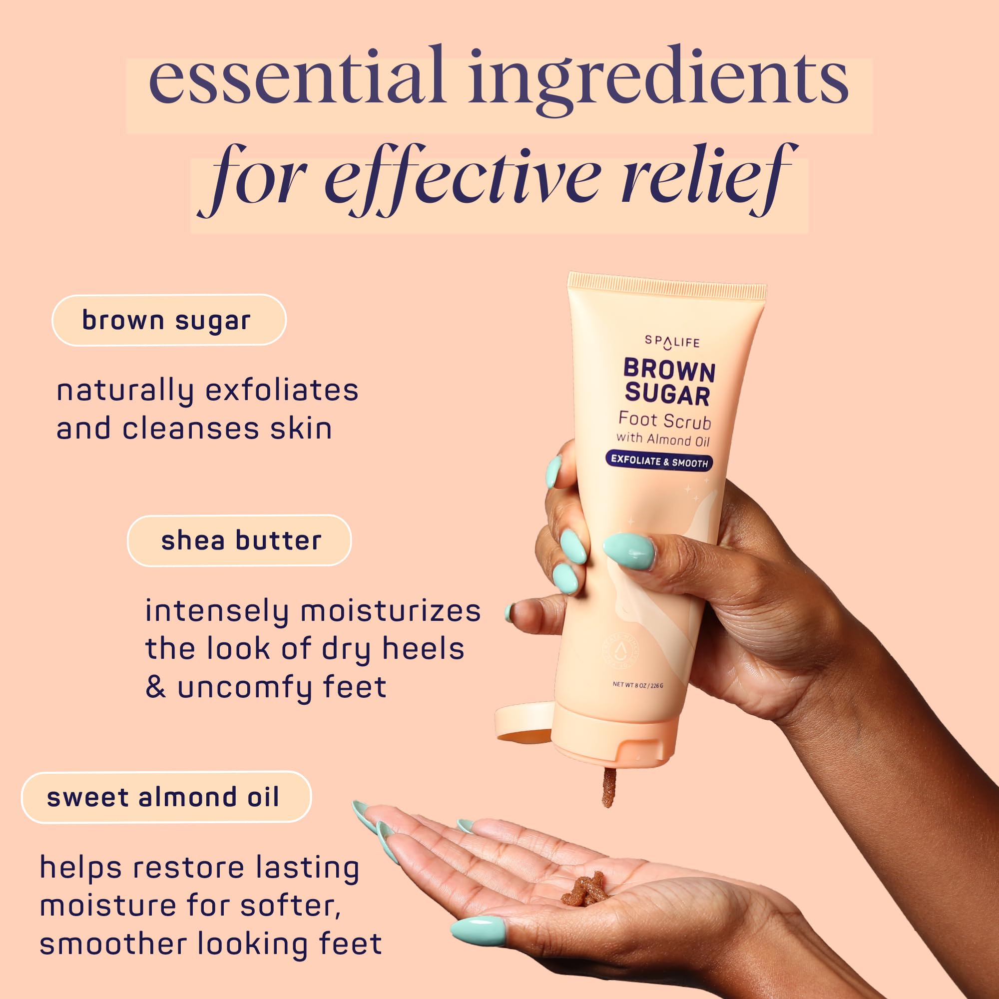 Spalife Beauty Brown Sugar Foot Scrub - Exfoliating Foot Treatment For Dryness & Roughness - Sugar Scrub For Feet - Made With Sh