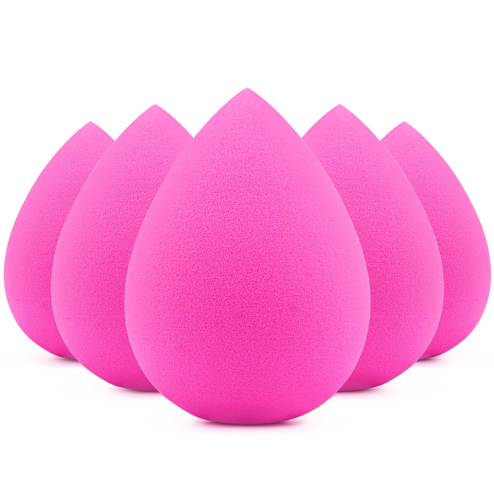 BEAKEY 5 Pcs Makeup Sponges, Latex-Free Beauty Sponge for Flawless Liquid, Cream, and Powder Application, Rose Pink Sponges