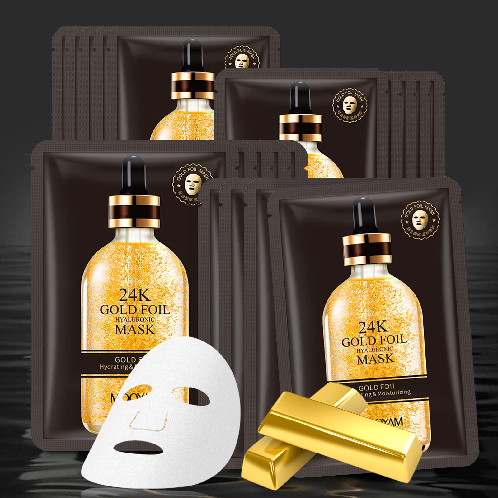 Face Masks Skincare Sheet Hydrating Face Mask, 24K Gold Moisturizing Face Mask Sheet Masks Facial Mask Sheet Face Masks Anti-Agi