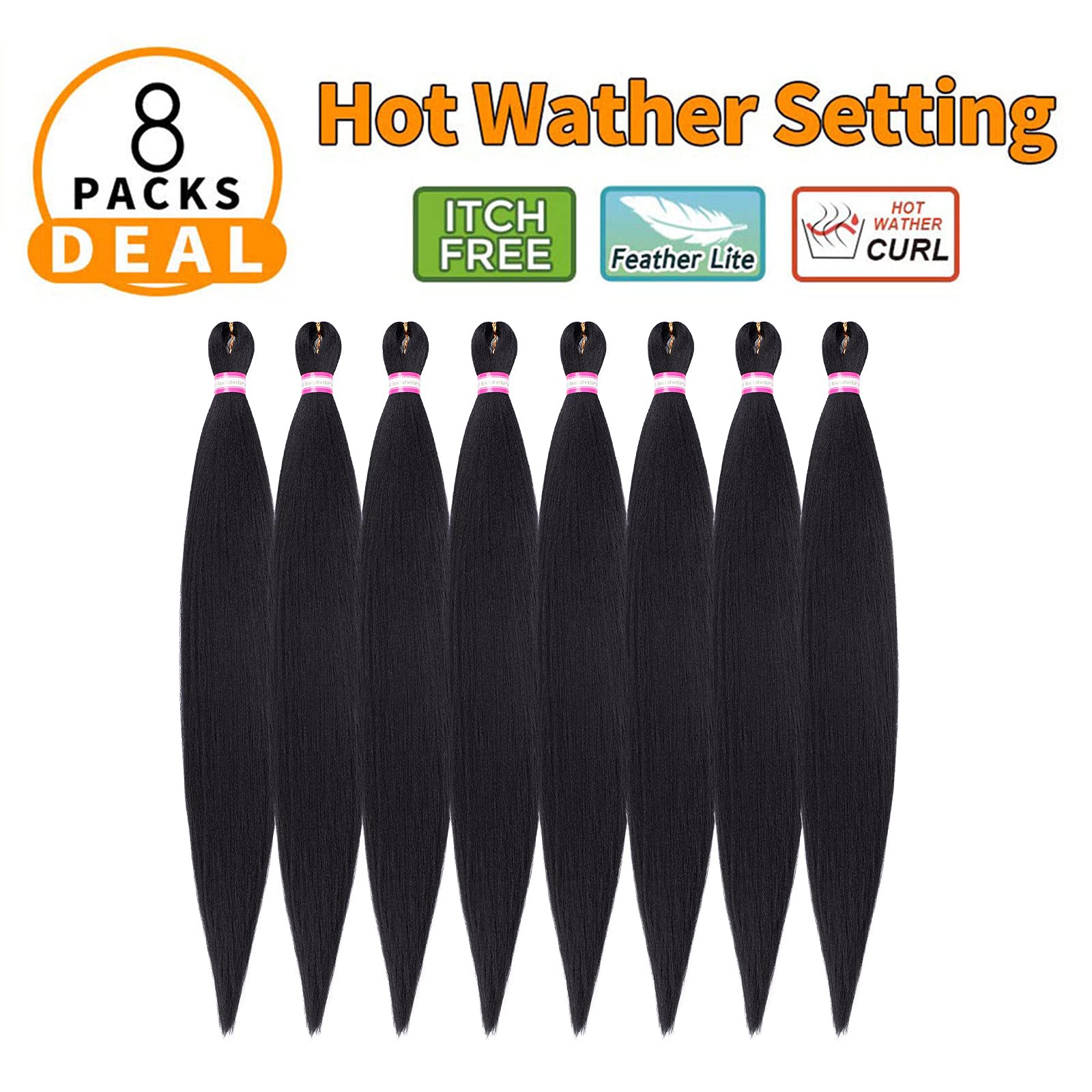 Pre Stretched Braiding Hair 8 Packs 36 Inch Natural Black Color Long Professional Hair For Braiding Twist Braids Itch Free Hot W