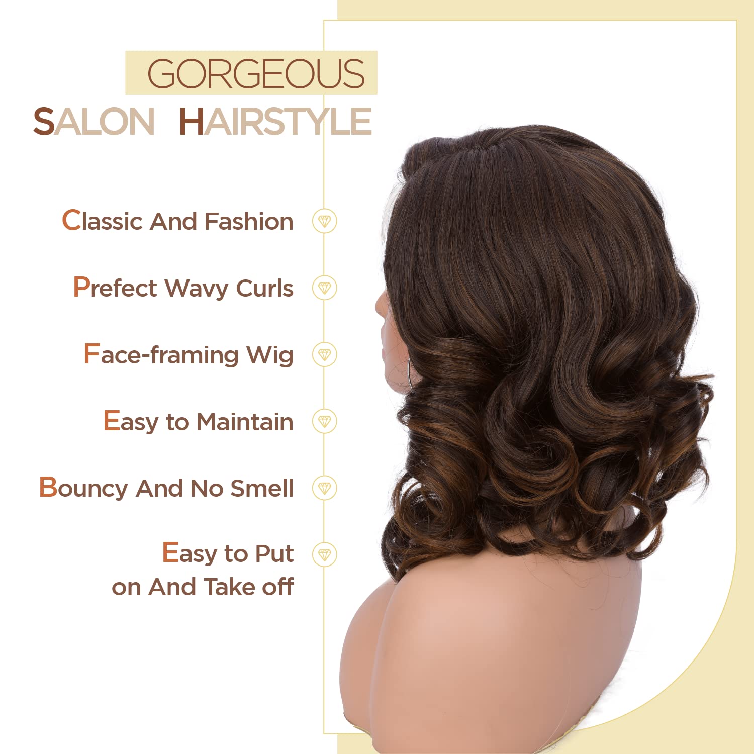 Wiger Short Wavy Wigs For Women Mixed Brown Loose Wave Bob Hair Wig 14 Inch Side Part Shoulder Length Glueless Lace Part Hair Sy