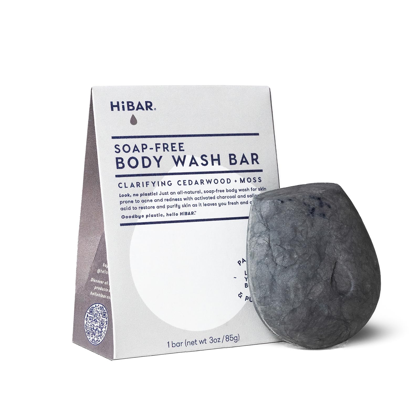 HIBAR - Clarify Solid Body Wash Bar - Detoxify & Purify - With Activated Charcoal & Salicylic Acid - Daily Use & Sensitive Skin 