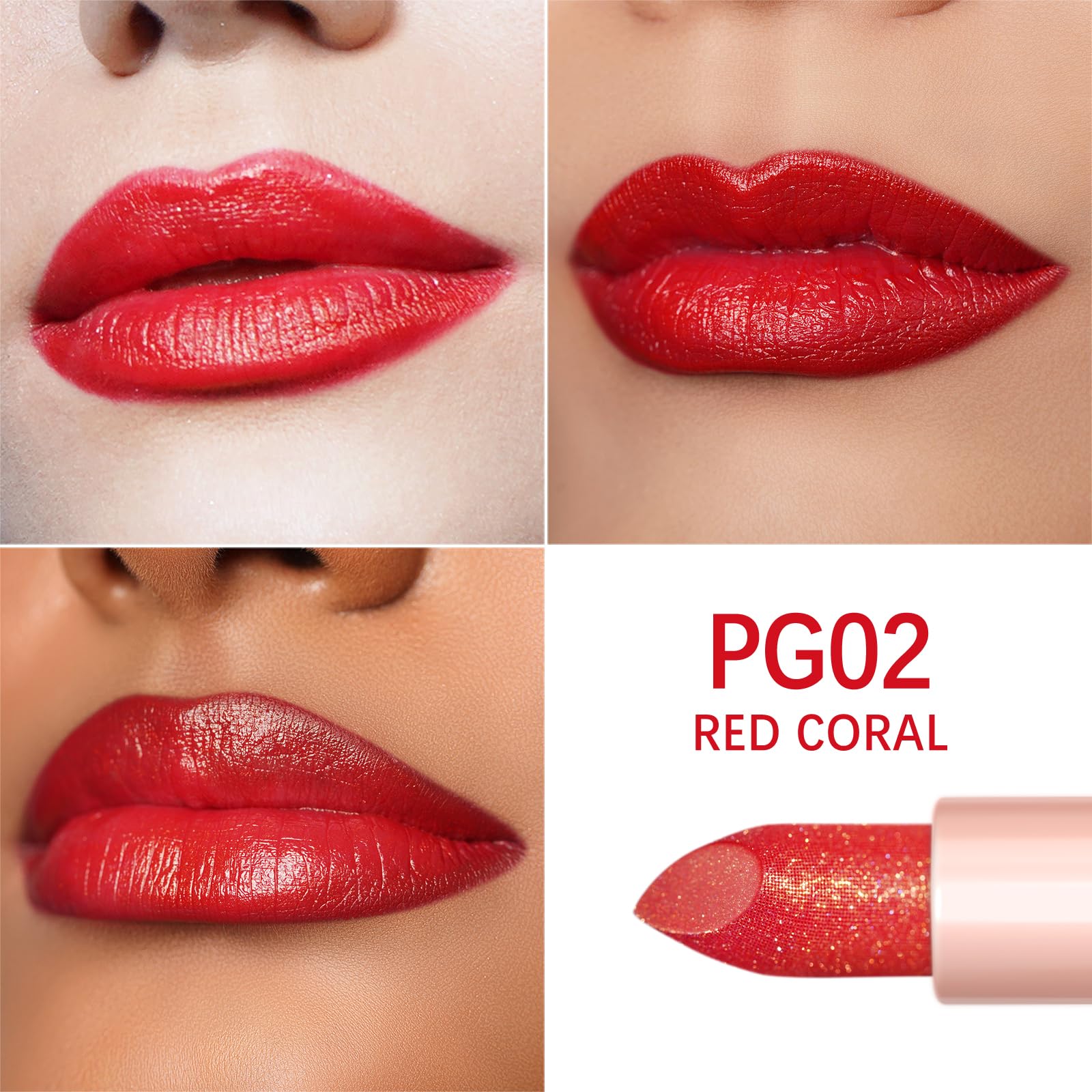 Oulac Moisturizing Coral Red Lipstick - Tinted Lip Balm Infused with Damask Rose Oil Alleviate Lips, Shiny & Lightweight Lip Mak
