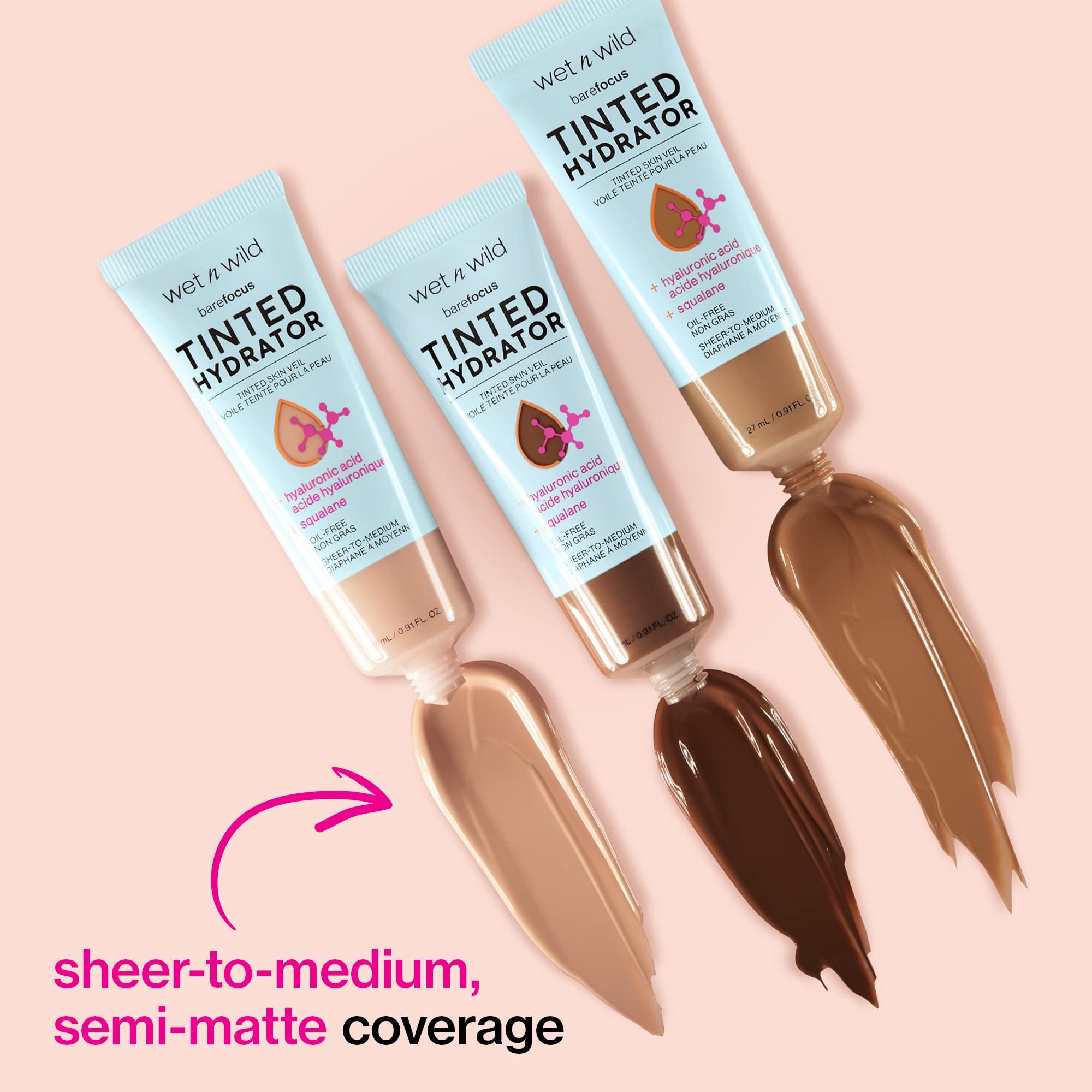 Wet N Wild Bare Focus Tinted Hydrator Matte Finish, Medium Tan, Oil-Free, Moisturizing Makeup | Hyaluronic Acid | Sheer To Mediu