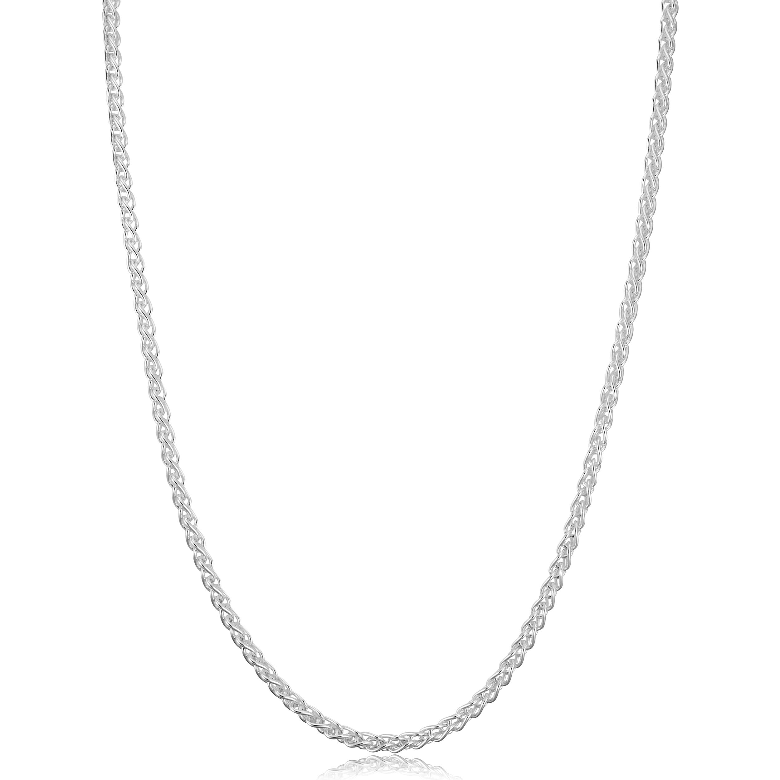 Kooljewelry Sterling Silver Round Wheat Chain Necklace (2.6 mm, 24 inch)