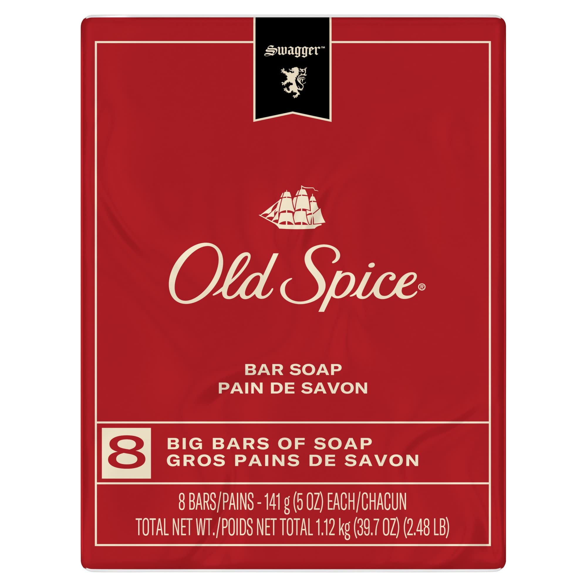 Old Spice Red Collection Swagger Scent Mens bar Soap, 8 bar, 5 oz, 14.920 Lb