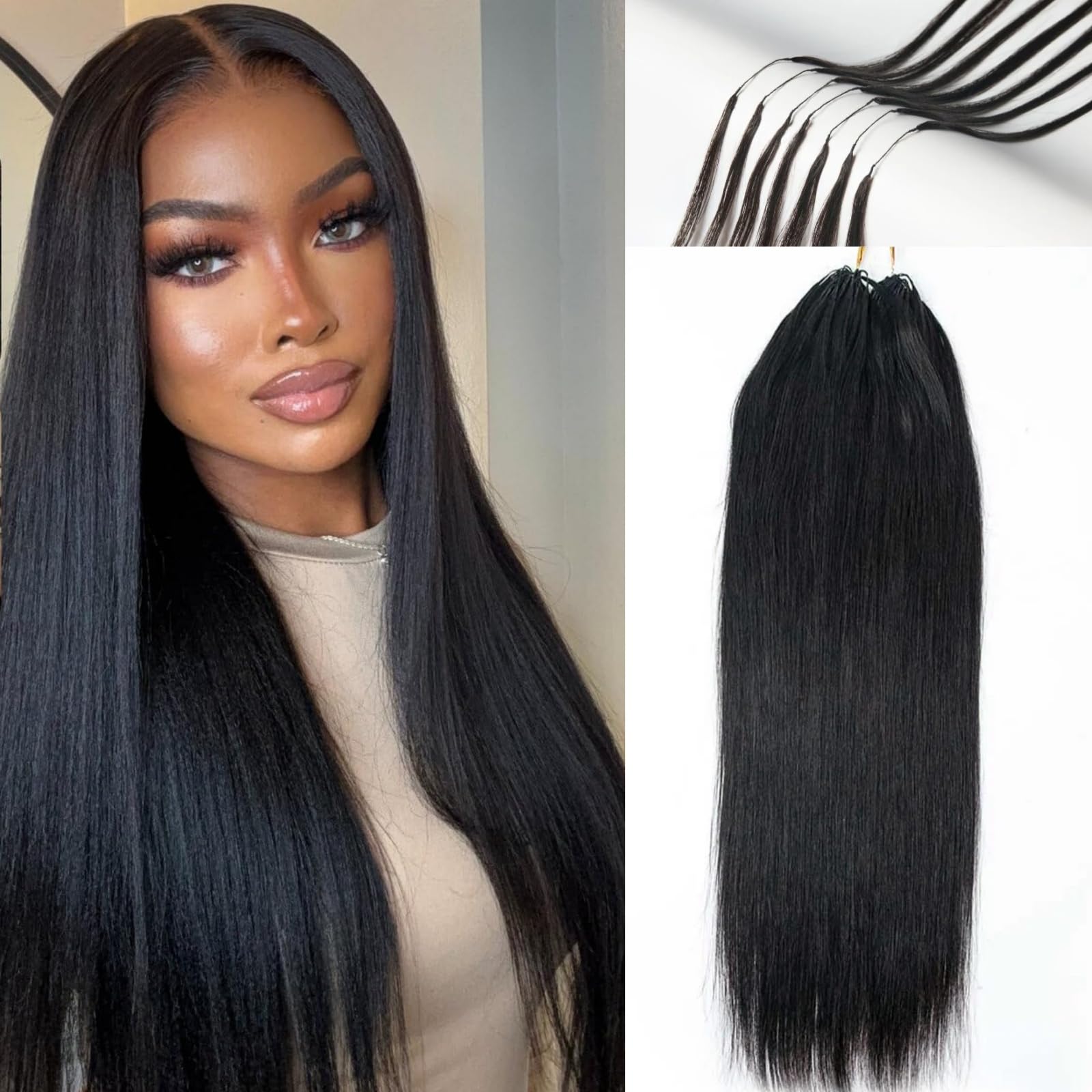 Lightweight Silk Straight Crochet Human Hair Knotless Pre-Separated Crochet Hair Extensions Human Hair Natural Black Feather Hum