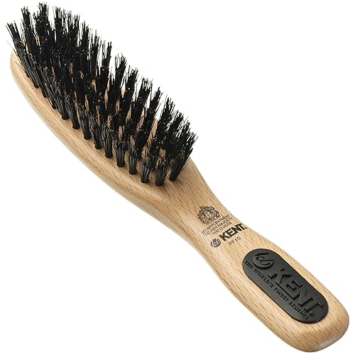 Kent PF10 Natural Wood Boar Bristle Hair Brush - Straightening Brush and Styling Brush for Short to Medium Length Hair - Natural