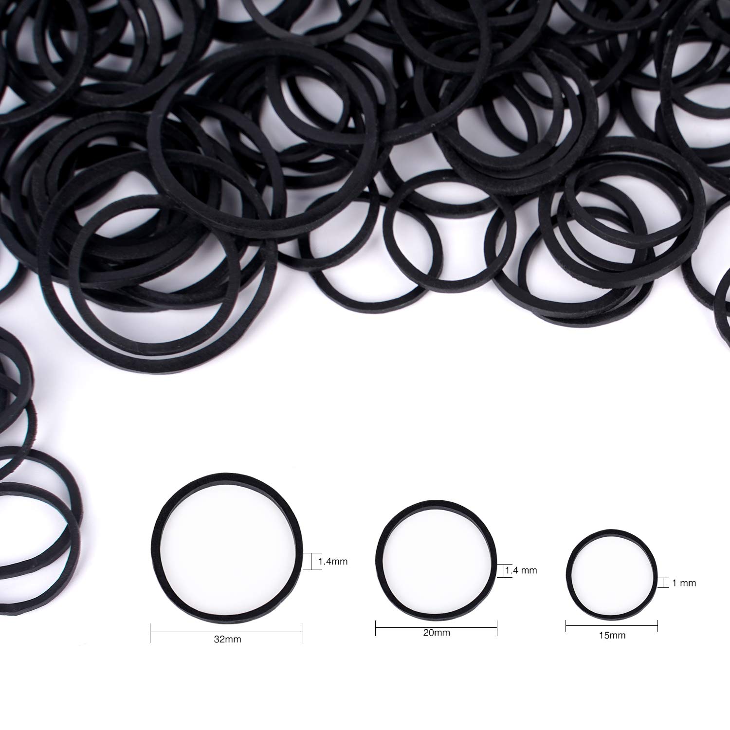 12A Small Black Rubber Bands for Hair Ties Elastics Mini Toddler Braids Ponytail Holders for Baby girls Infants kids Thick Hair