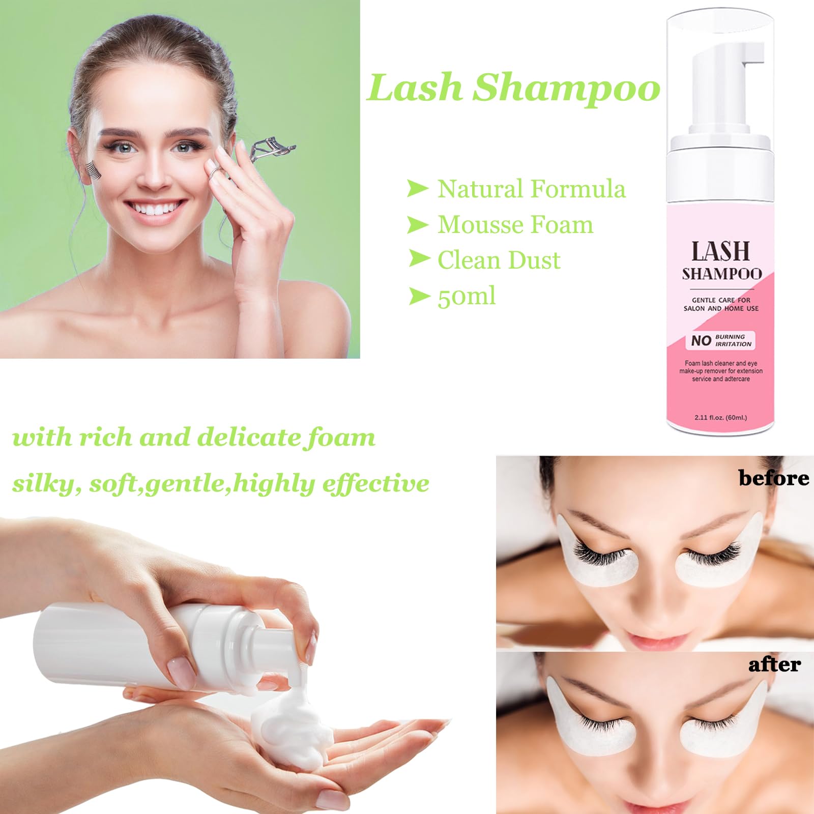 Aremod Lash Shampoo For Eyelash Extension, Lash Cleanser With Usb Lash Fan,60Ml Lash Mousse,Mascara Brush,Nose Blackhead Facial