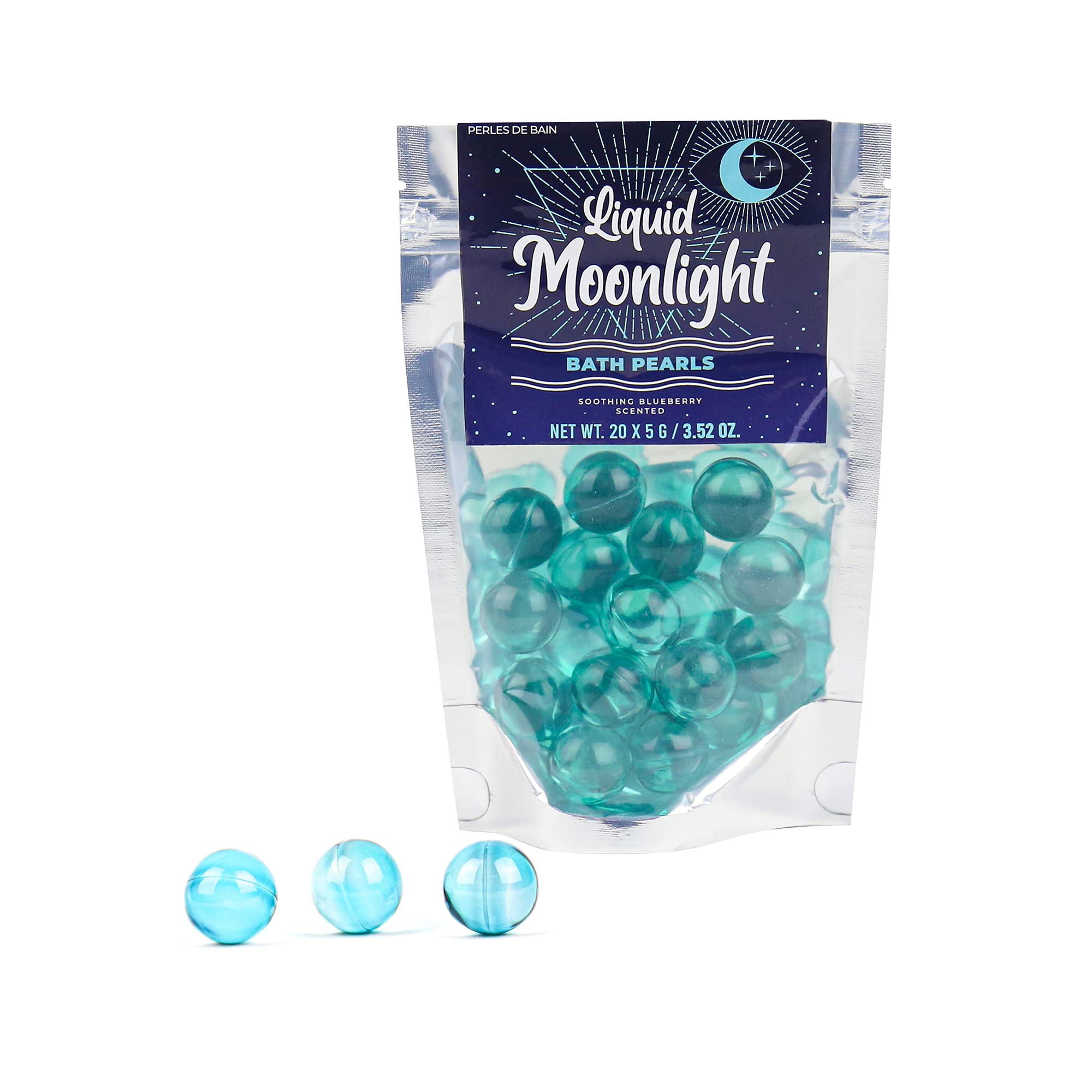 Gift Republic Liquid Spirit Moonlight Bath Pearls 20-Pack Soothing Blueberry Scent, Multicoloured 20 Count