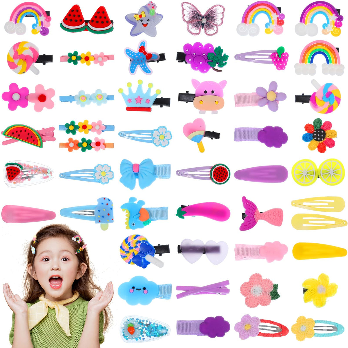 56 Pcs Hair Clips for Girls, Cute Hair Accessories Baby Hair Clip Candy Hair Clips for Toddler Girls Halloween Christmas Stockin