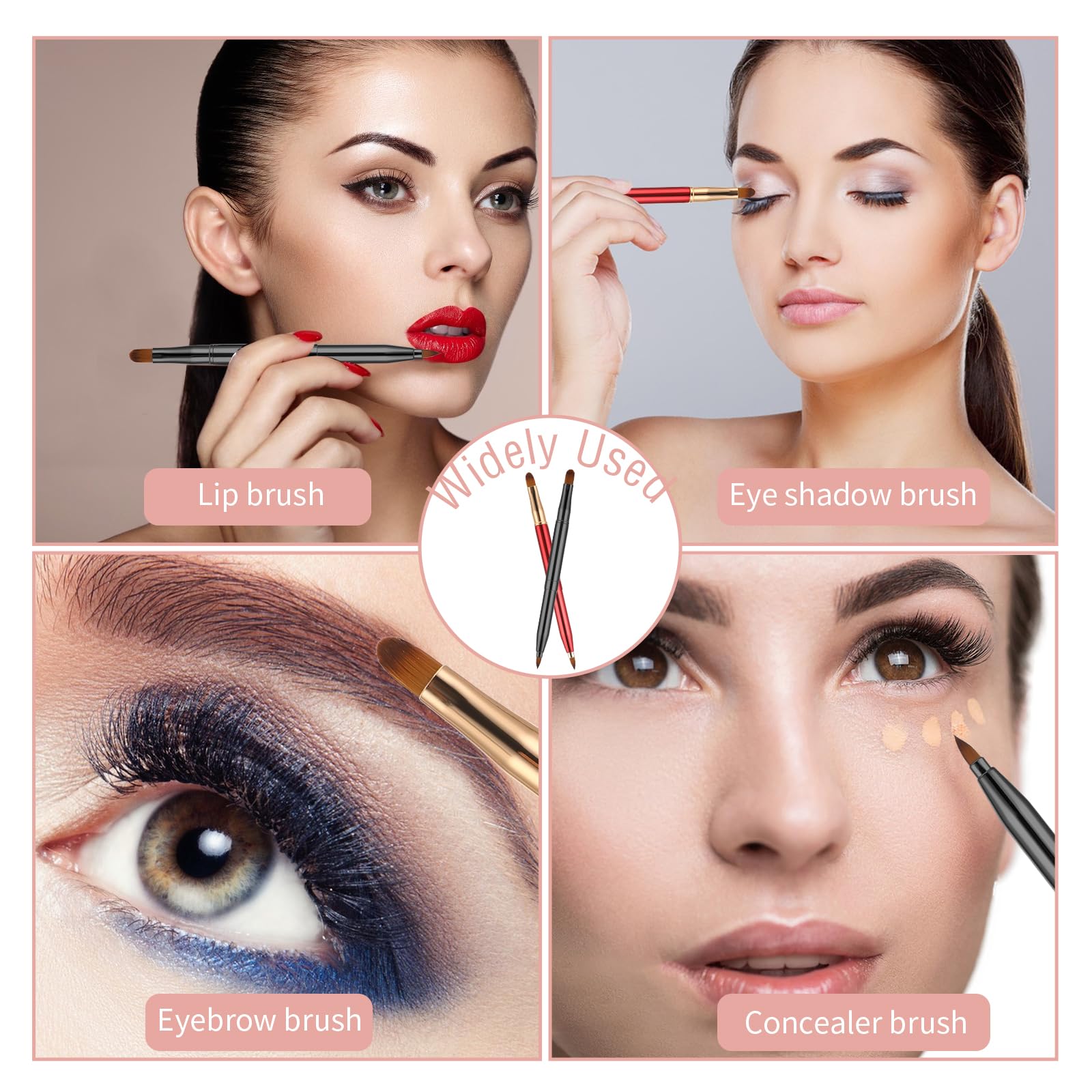 2 Pack Retractable Lip Brush For Lipstick With Cap, Double-Ended Lip Makeup Brushes Retractable Lip Gloss Lipstick Brush Applica