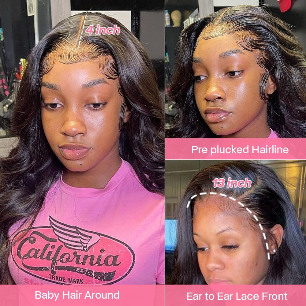 13X4 Body Wave Lace Front Wigs Human Hair For Women Hd Lace Front Wigs Human Hair Pre Plucked Bleached Knots With Baby Hair 180%
