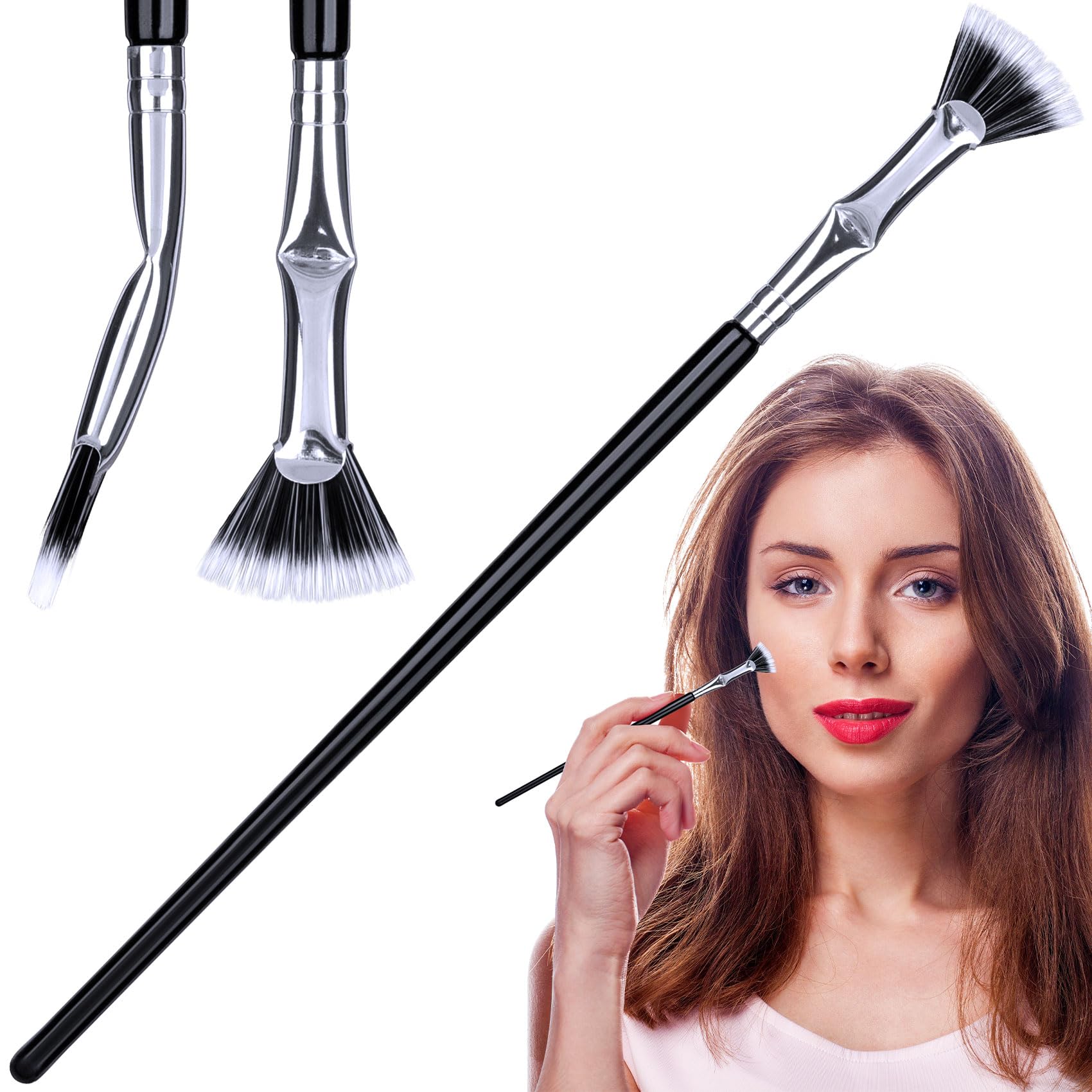 PAGOW Folding Angle Scalloped Lash Brush, 2024 New Mascara Fan Brush for Lashes, Multifunctional Mascara Brush Eyelash Comb Sepa