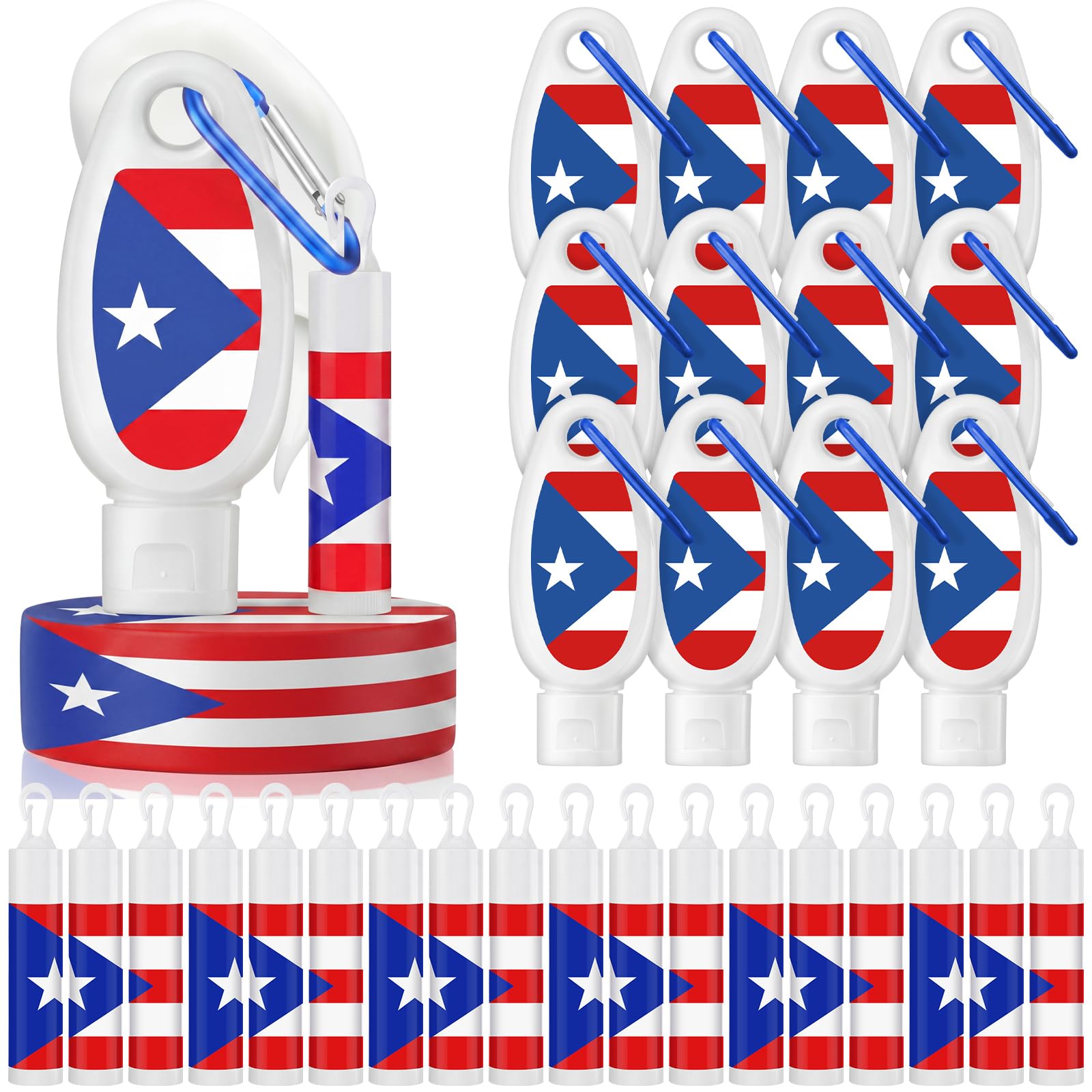 Demissle 24 Sets Puerto Rico Gifts for Women 12 Mini Travel Size Sunscreen 12 Sunscreen Lip Balm Puerto Rico Flag Sunblock Souve