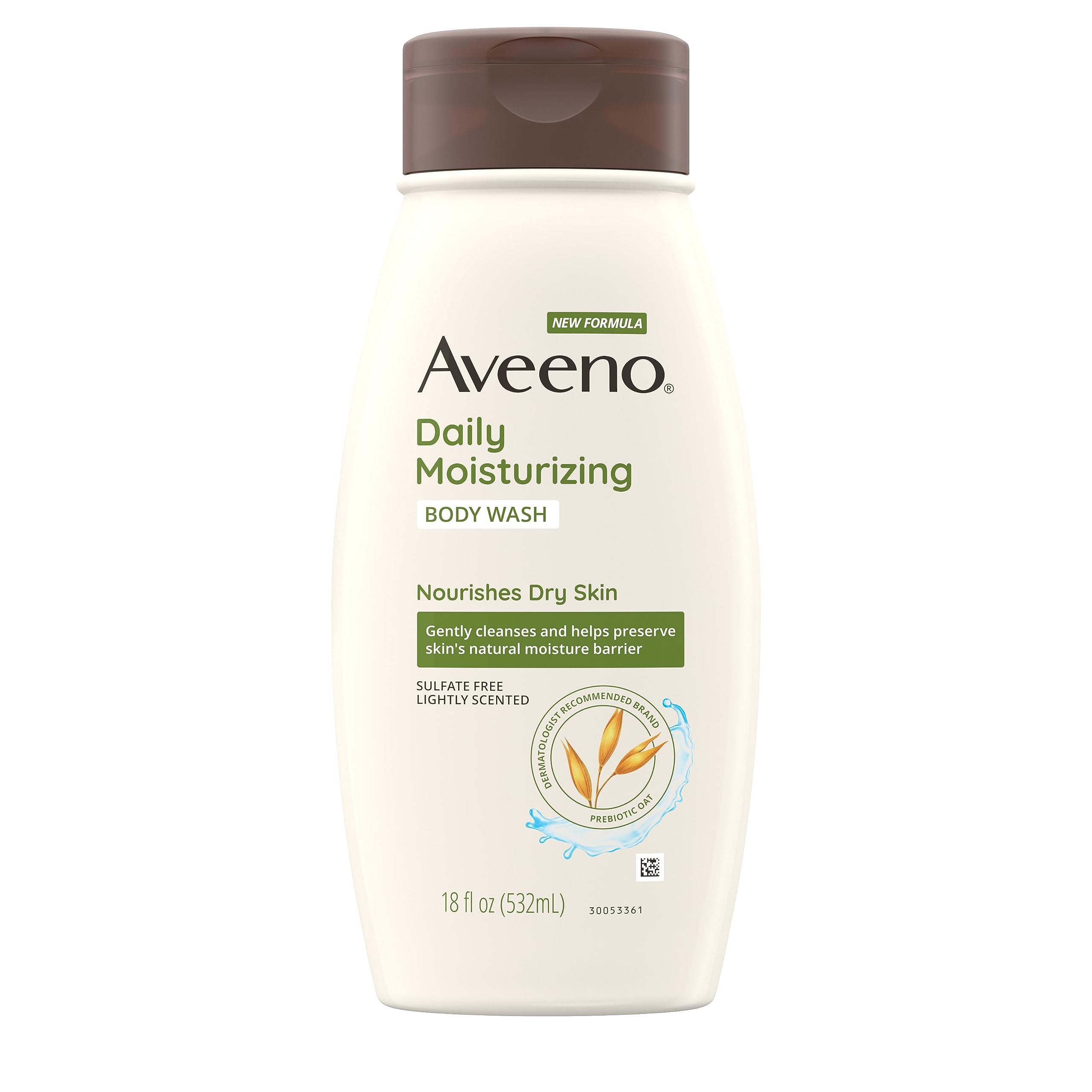 Aveeno Daily Moisturizing Body Wash for Dry & Sensitive Skin with Prebiotic Oat, Hydrating Oat Body Wash Nourishes Dry Skin & Ge