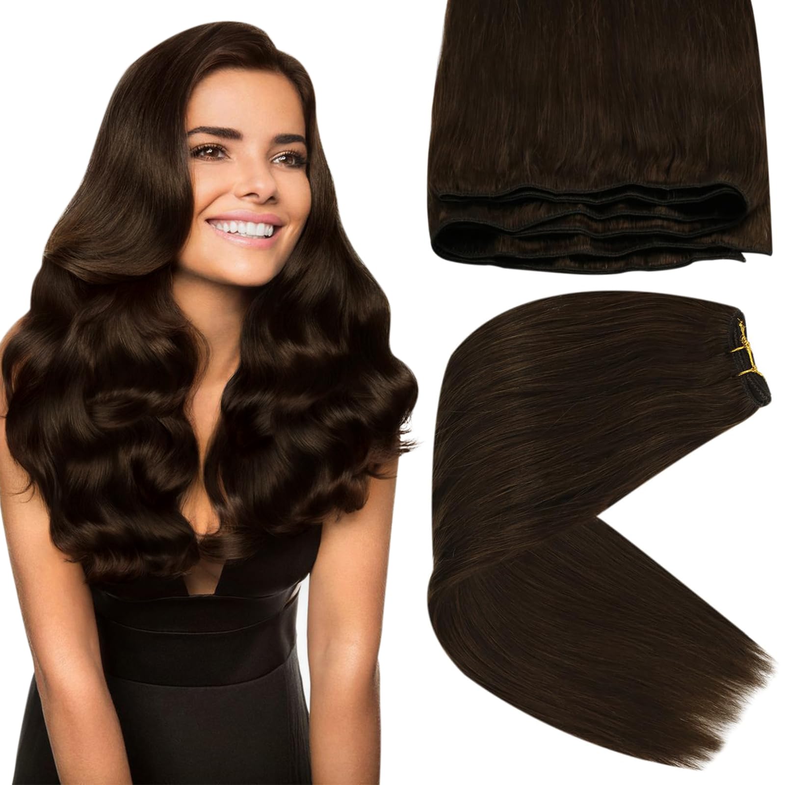 Sunny 22inch Human Hair Extensions Sew in Long Weft Human Hair Extensions Sew in Brown Hair Extensions Chocolate Brown Hair Weft