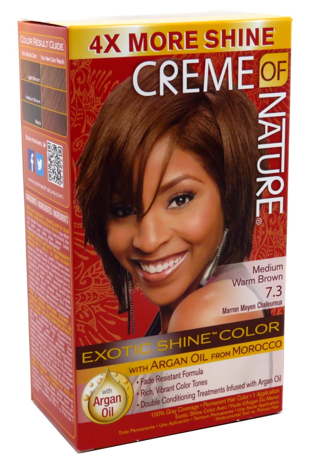 Creme Of Nature Color #7.3 Medium Warm Brown Exotic Shine (Pack of 2)