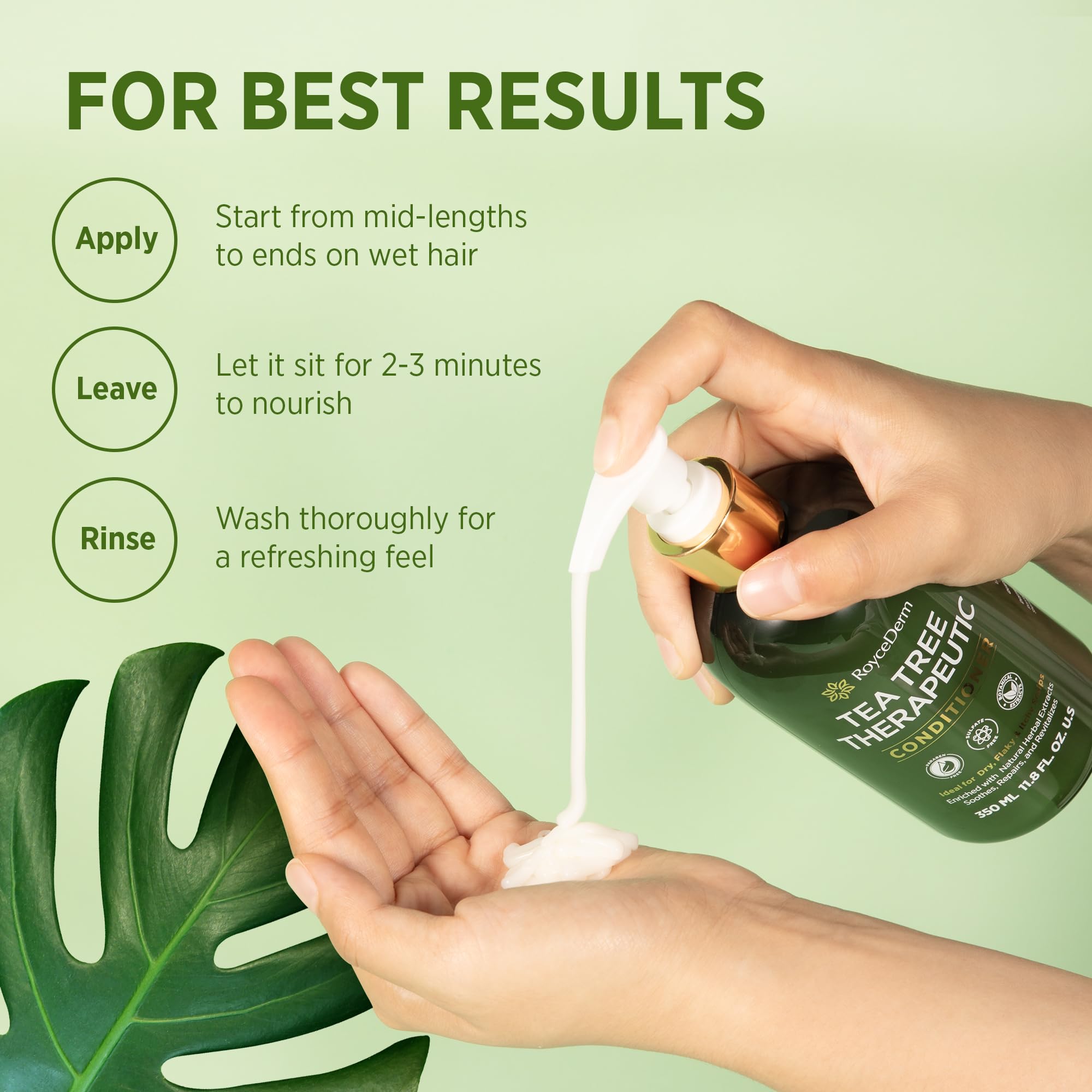 Roycederm Tea Tree Therapeutic Conditioner: Hydrating Conditioner For Itchy, Flaky Scalp - Soothing Botanical Formula With Tea T