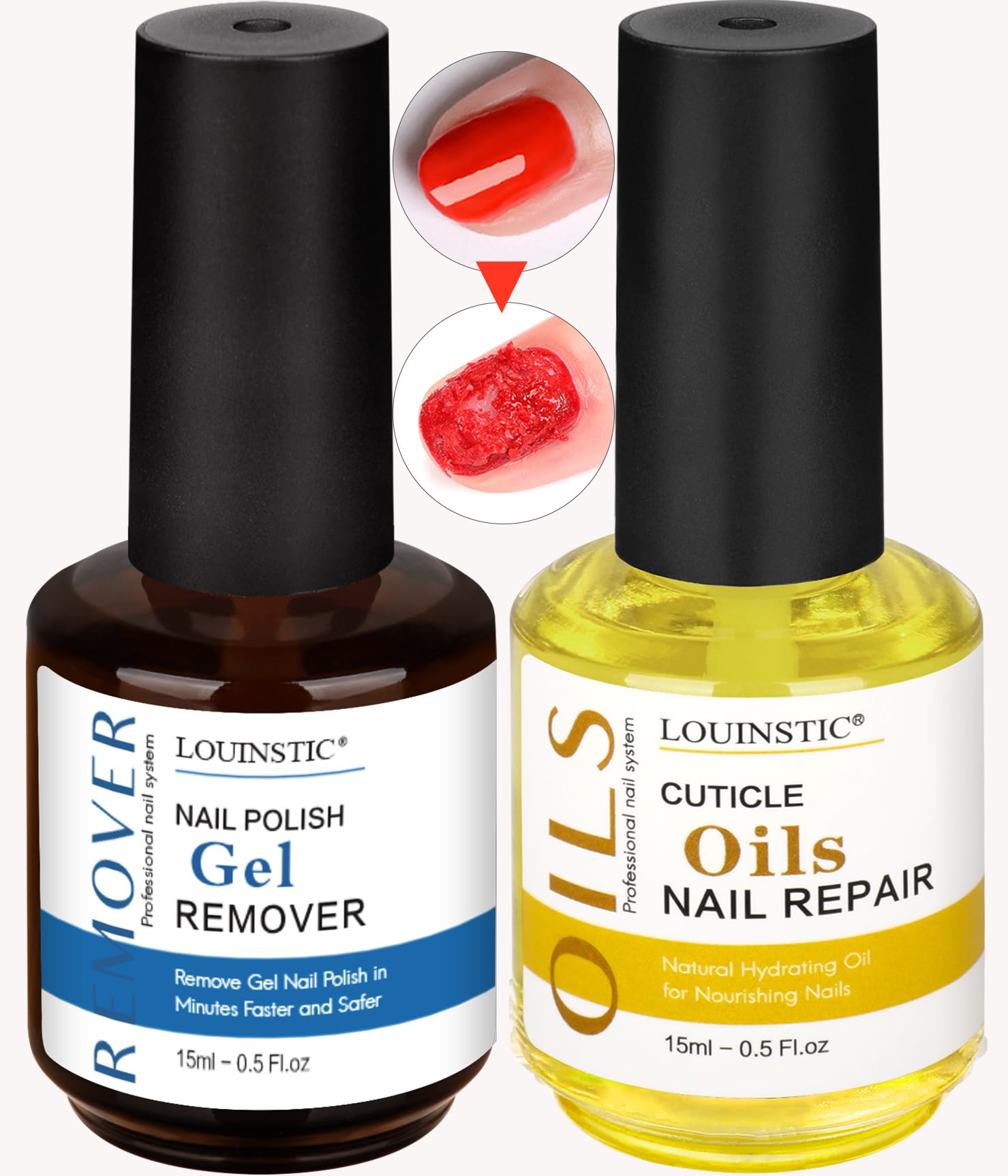 LOUINSTIC Gel Remover for Nails & Cuticle Oil for Nails,Nail Remover Quick Remove Gel Nail Polish within 3-5 mins, Nail Polish R