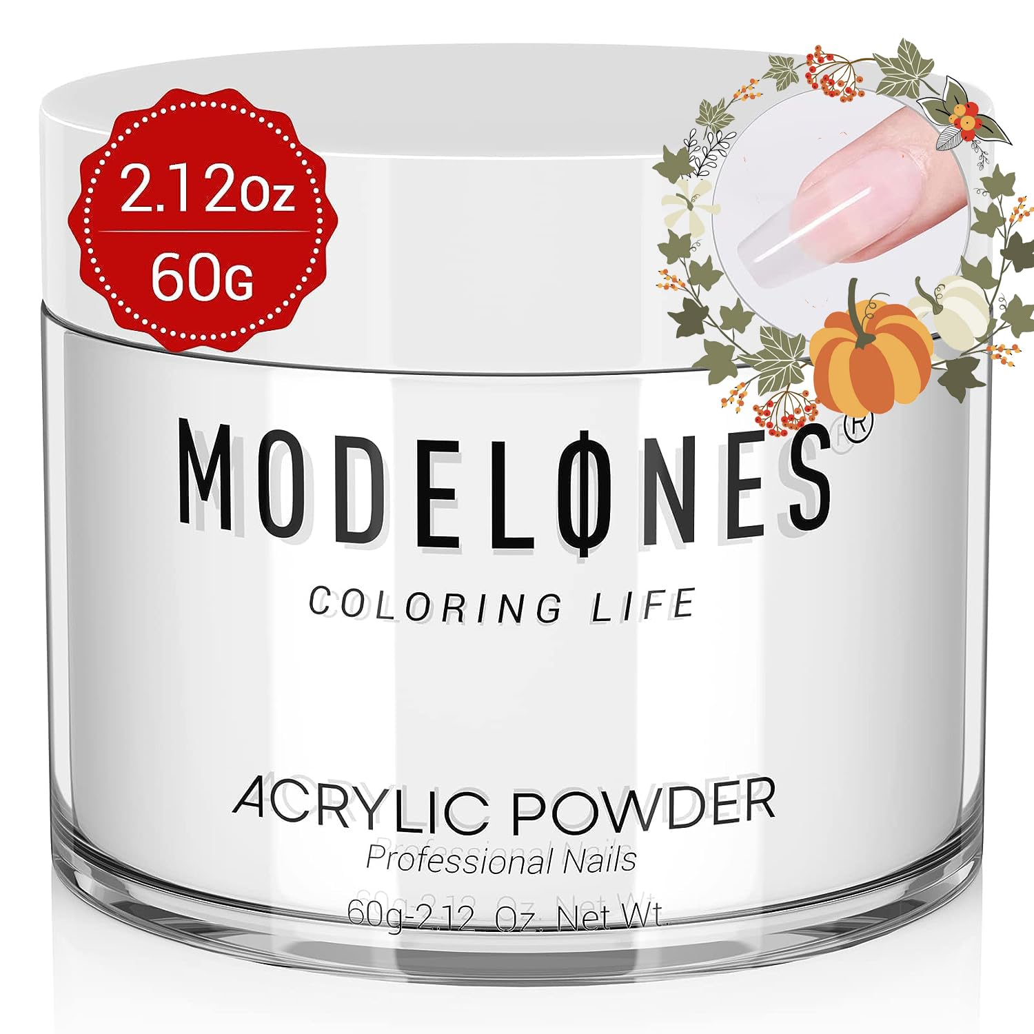 Modelones Acrylic Powder, 2.12oz Clear Acrylic Powder Professional Acrylic Nail Powder for Nail Extension French Nail Art 3D Flo