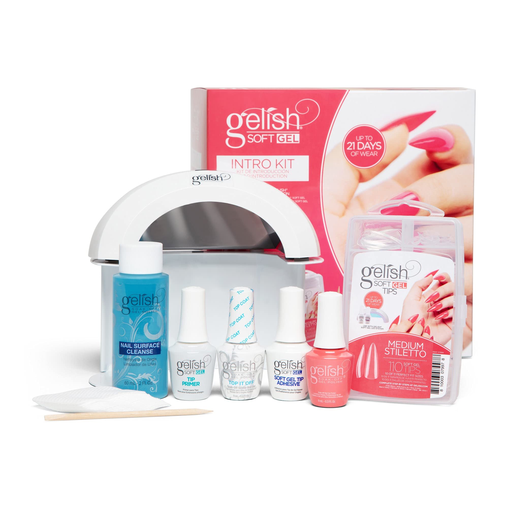 Gelish Soft Gel Intro Starter Kits (Medium Stiletto Nail Tips) Press On Gel Nails, Gel Tips Nail Kit, Full Nail Tips, Nail Kit