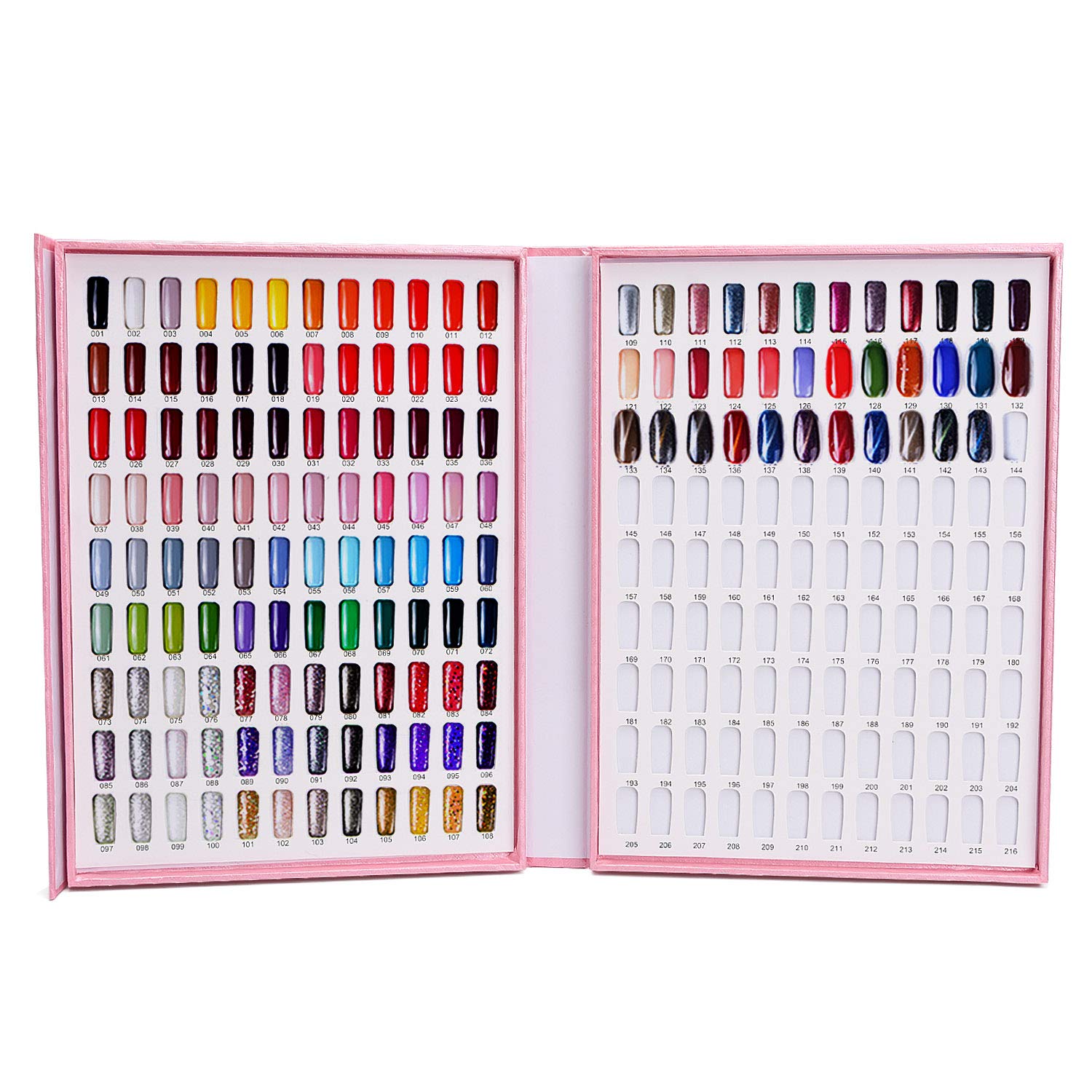 Noverlife 216 Nail Colors Chart Display, Nail Gel Polish Display Book With 216 False Nail Tips, Professional Salon Nail Color Sw