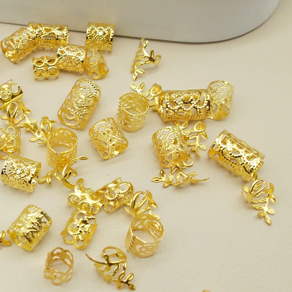 100Pcs Gold Hair Jewelry For Braids Loc Jewelry Rings For Hair Adjustable Cuffs Dreadlocks Hair Beads For Women Braids Accessori
