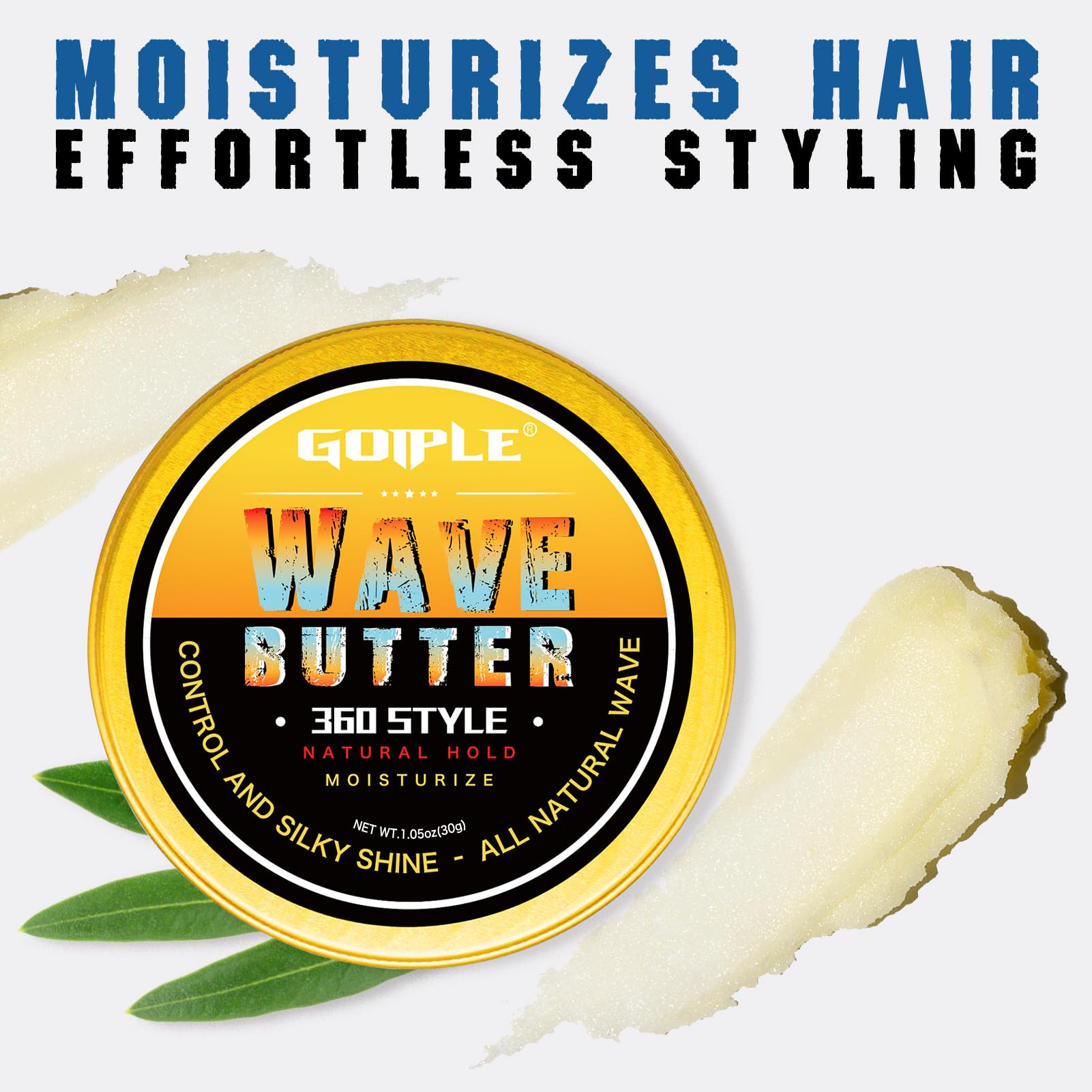 360 Wave Pomade Strong Hold 360 Wave Training Hair Cream, Wave Greasy Wave Butter For Men Pocket Palm Brush Curved Wave Brush Fo