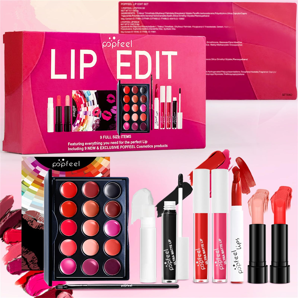 Lip Makeup Kits for Women, Lip Makeup Set for Beginners,Valentine's Day Gifts for Women Girls, Lip Cosmetics Essential Bundle In