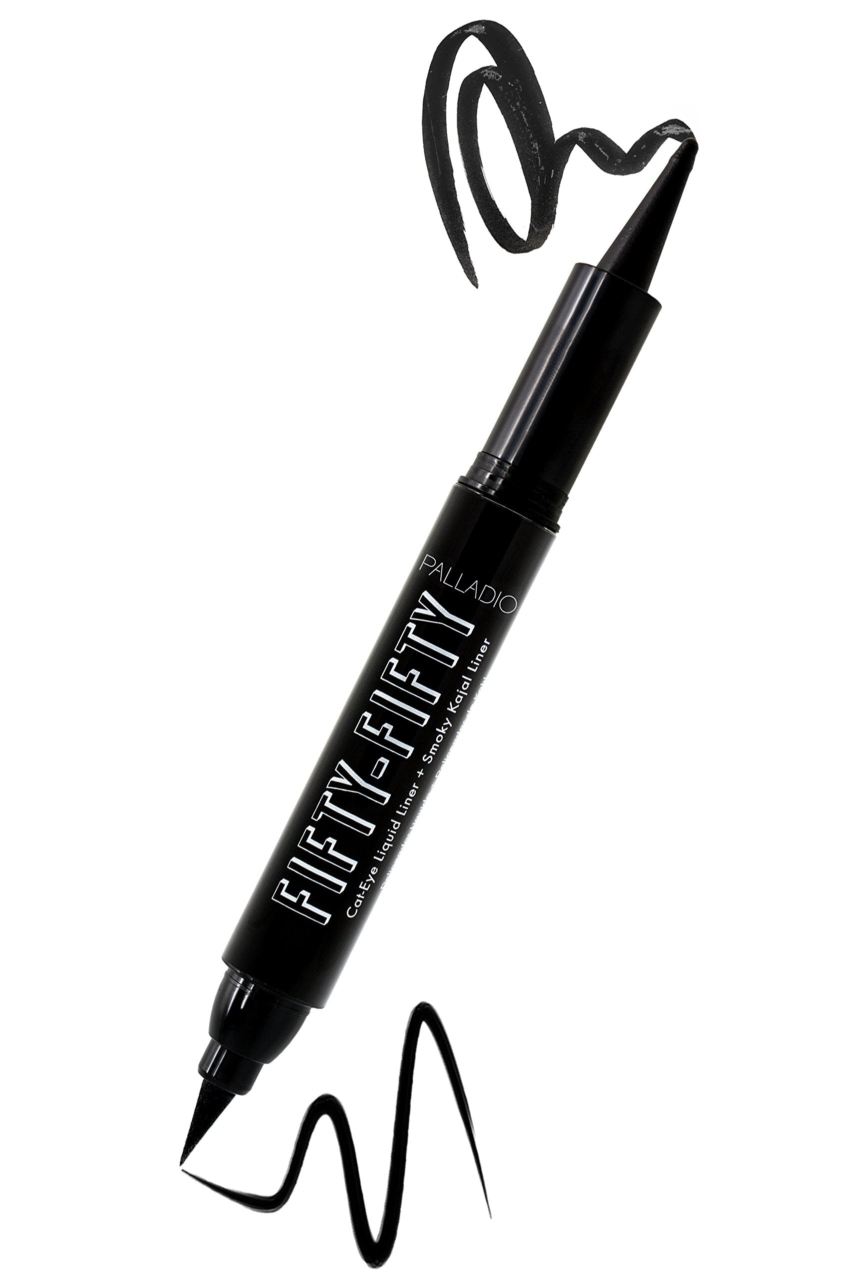 Palladio Fifty-Fifty Eye Liquid Liner, Dual Ended, Professional Eye Styling, Ultra-Soft Kajal Crayon And Super Precise Fiber Tip