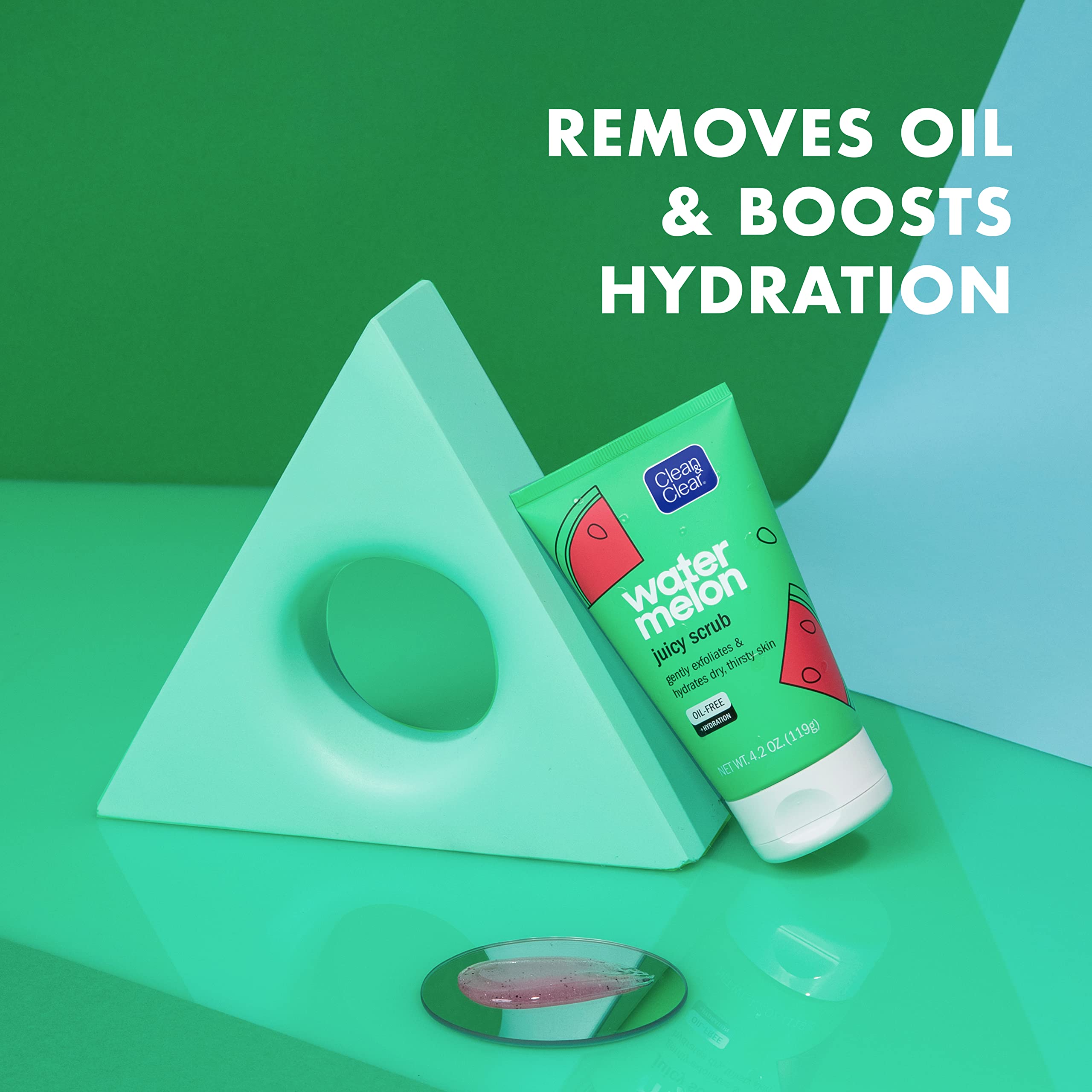 Clean & Clear Hydrating & Exfoliating, Gentle & Oil Free Juicy Watermelon Daily Facial Cleanser Scrub, Buffs Dirt & Oil While Cl