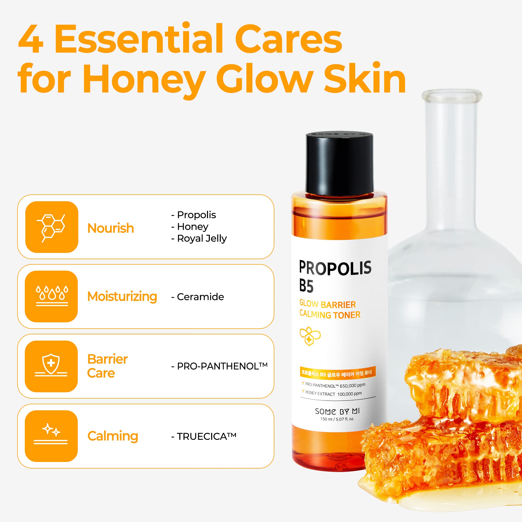 Some By Mi Propolis B5 Glow Barrier Calming Toner - 5.07Oz, 150Ml - Made From Propolis And Panthenol For Glass Skin - Skin Brigh