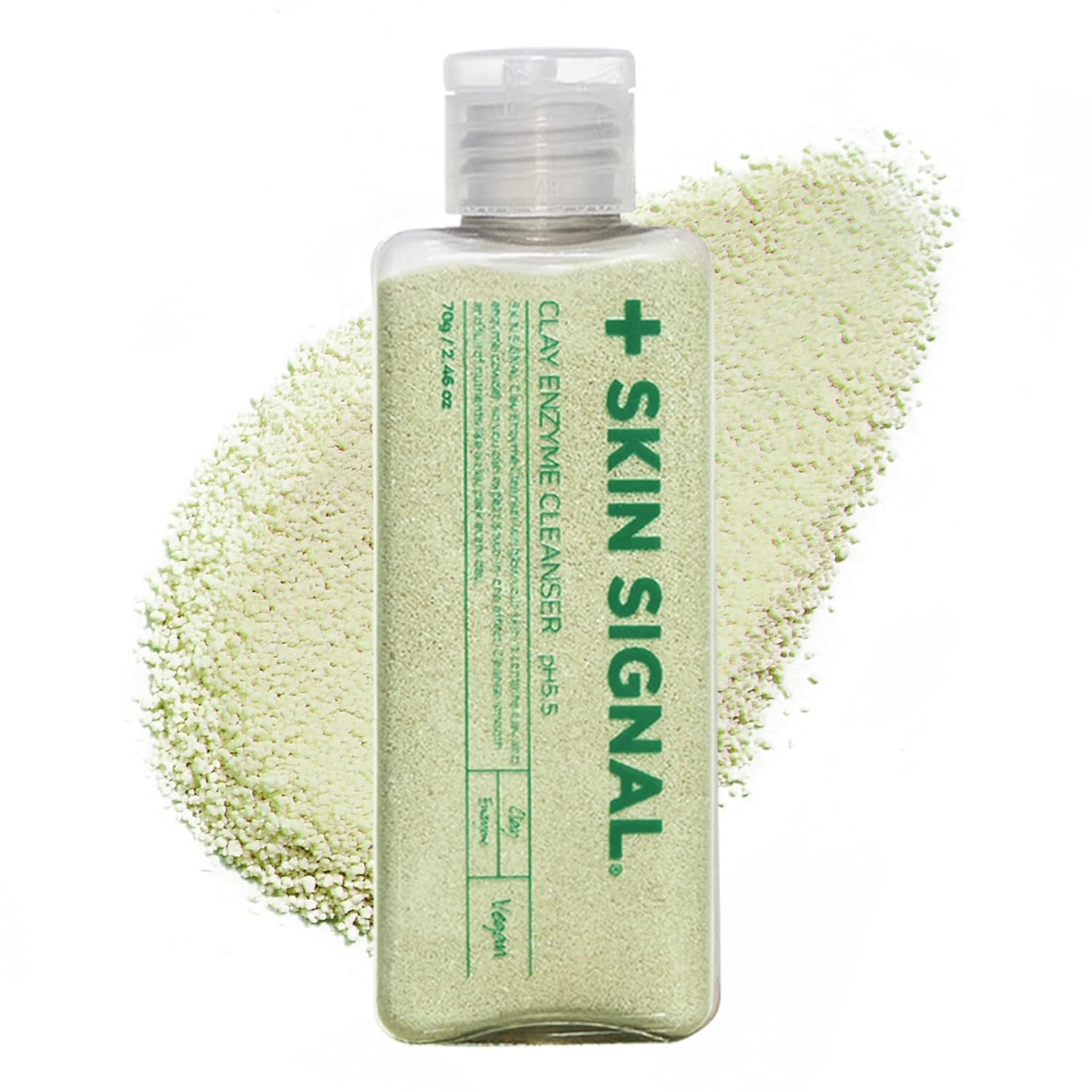 SKIN SIGNAL Green Clay Enzyme Cleanser, Whitehead Remover Powder Cleanser, Deep Pore Cleansing with PHA, Gentle Exfoliating Face