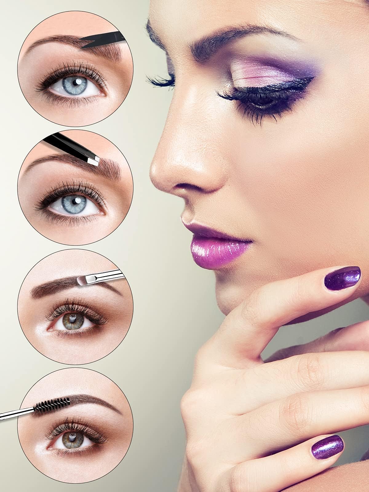 Ebanku 7Pcs Eyelash Comb Brush Tools Eyebrow Brush Comb Eyelash Separator Tool Professional Eye Brow Spoolie Brushes For Makeup